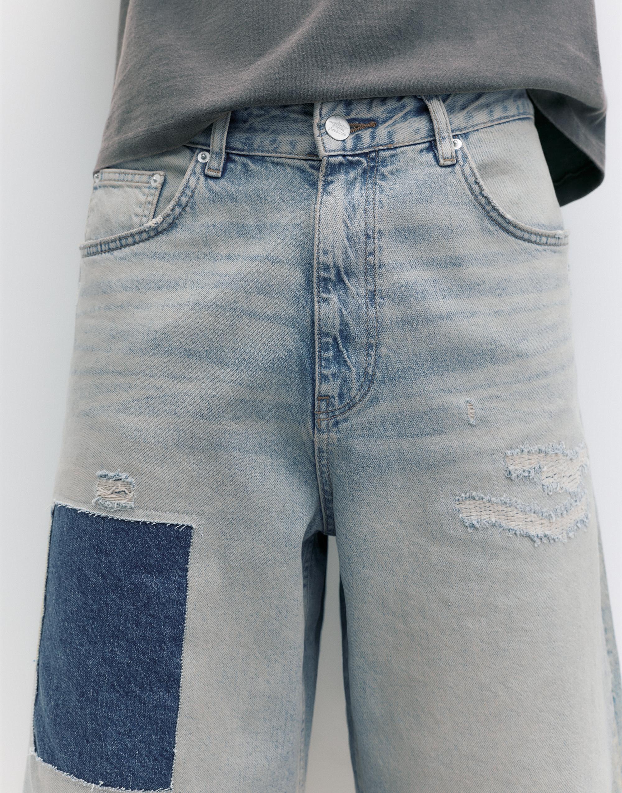 Pleasures x STWD skater denim Bermuda shorts — Medium blue