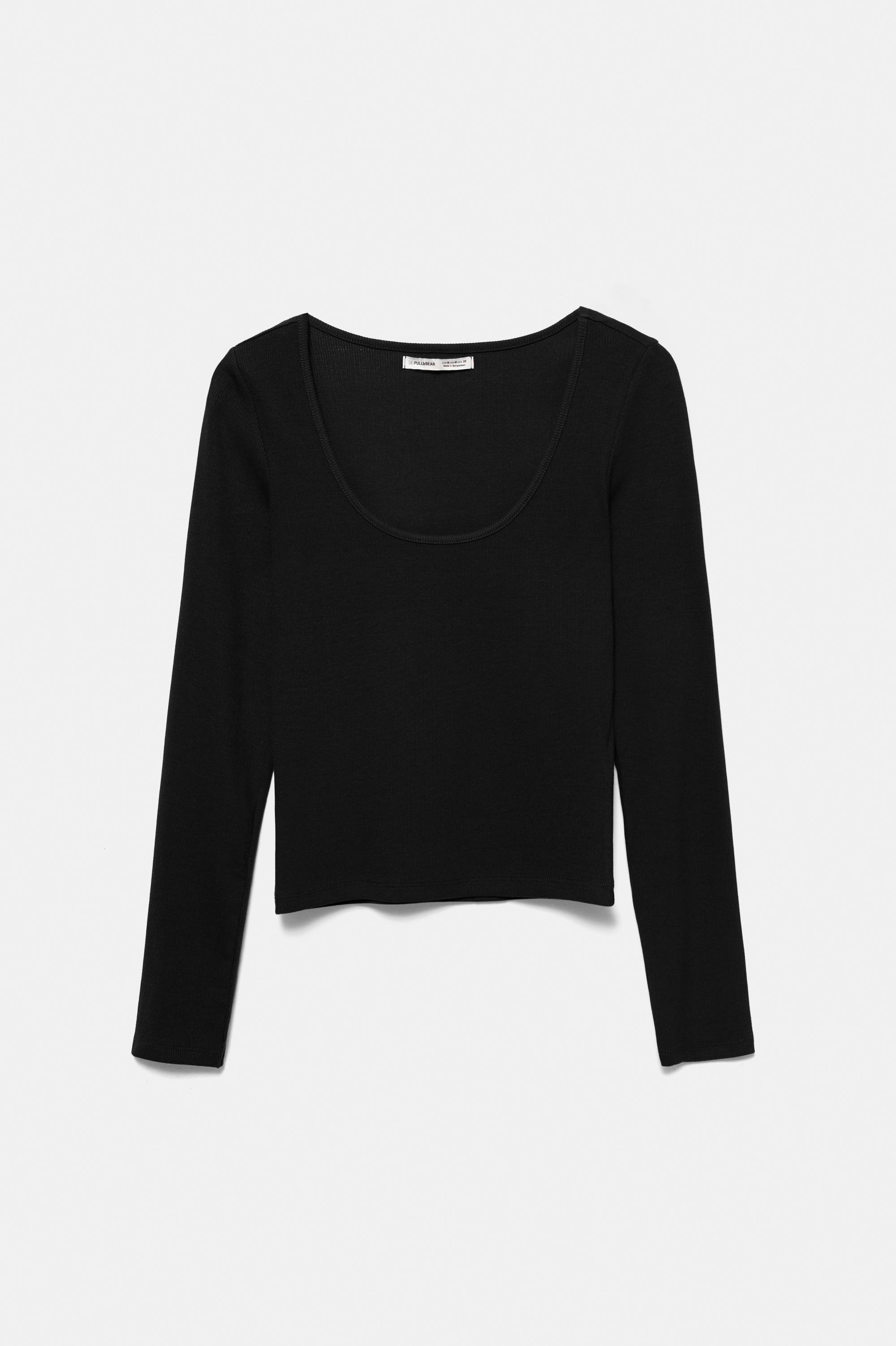 Ribbed round neck T-shirt — Black