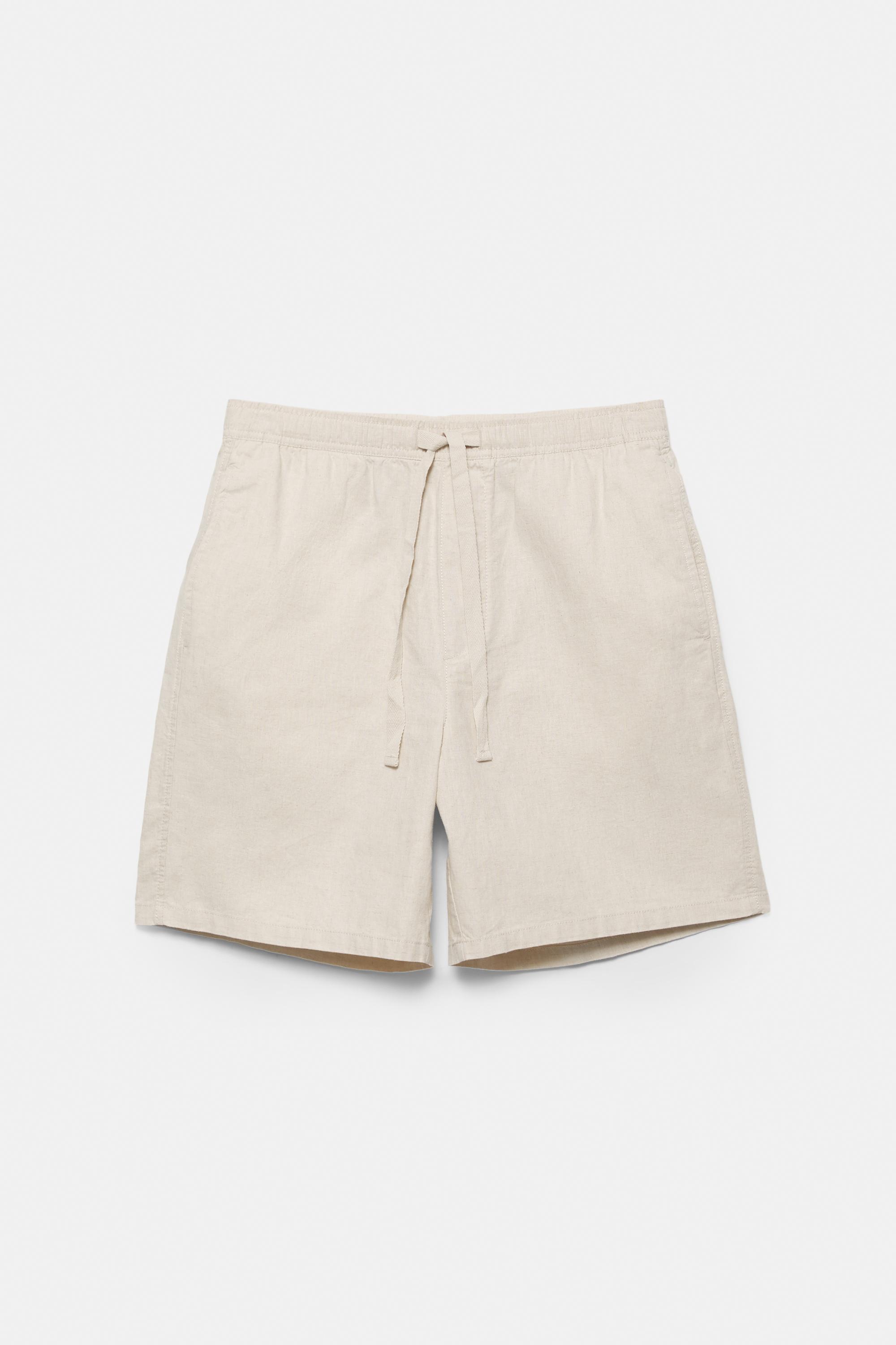 Linen blend Bermuda joggers — Beige