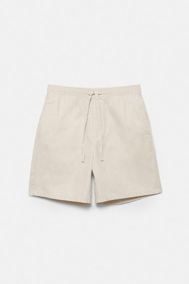 Linen blend Bermuda joggers — Beige 6