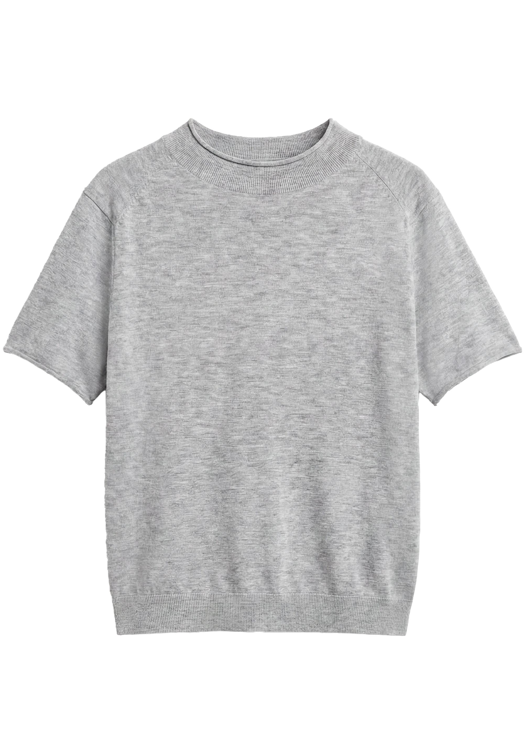 Fine knit short sleeve T-shirt — Grey