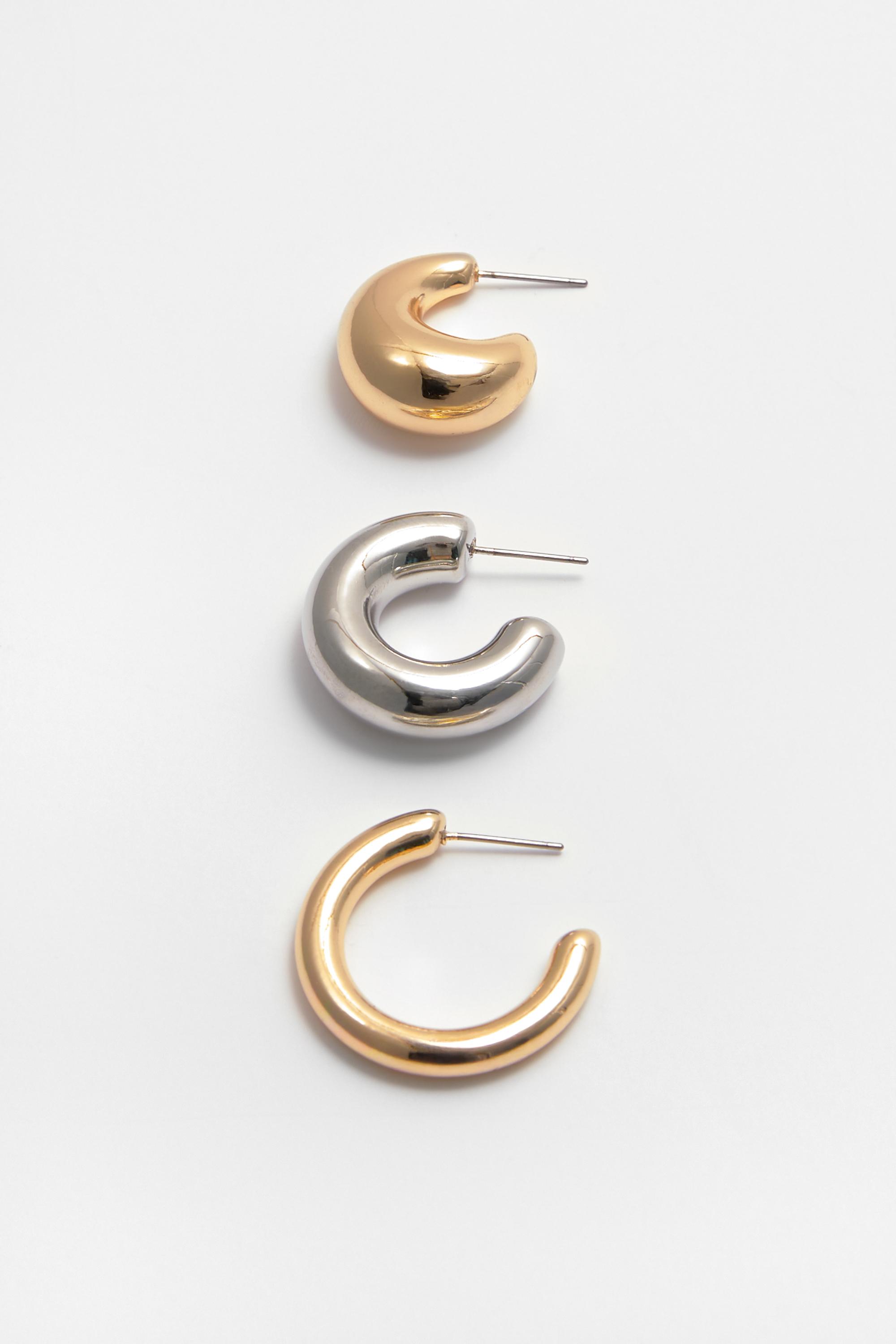 Pack of 6 pairs of hoop earrings — Gold