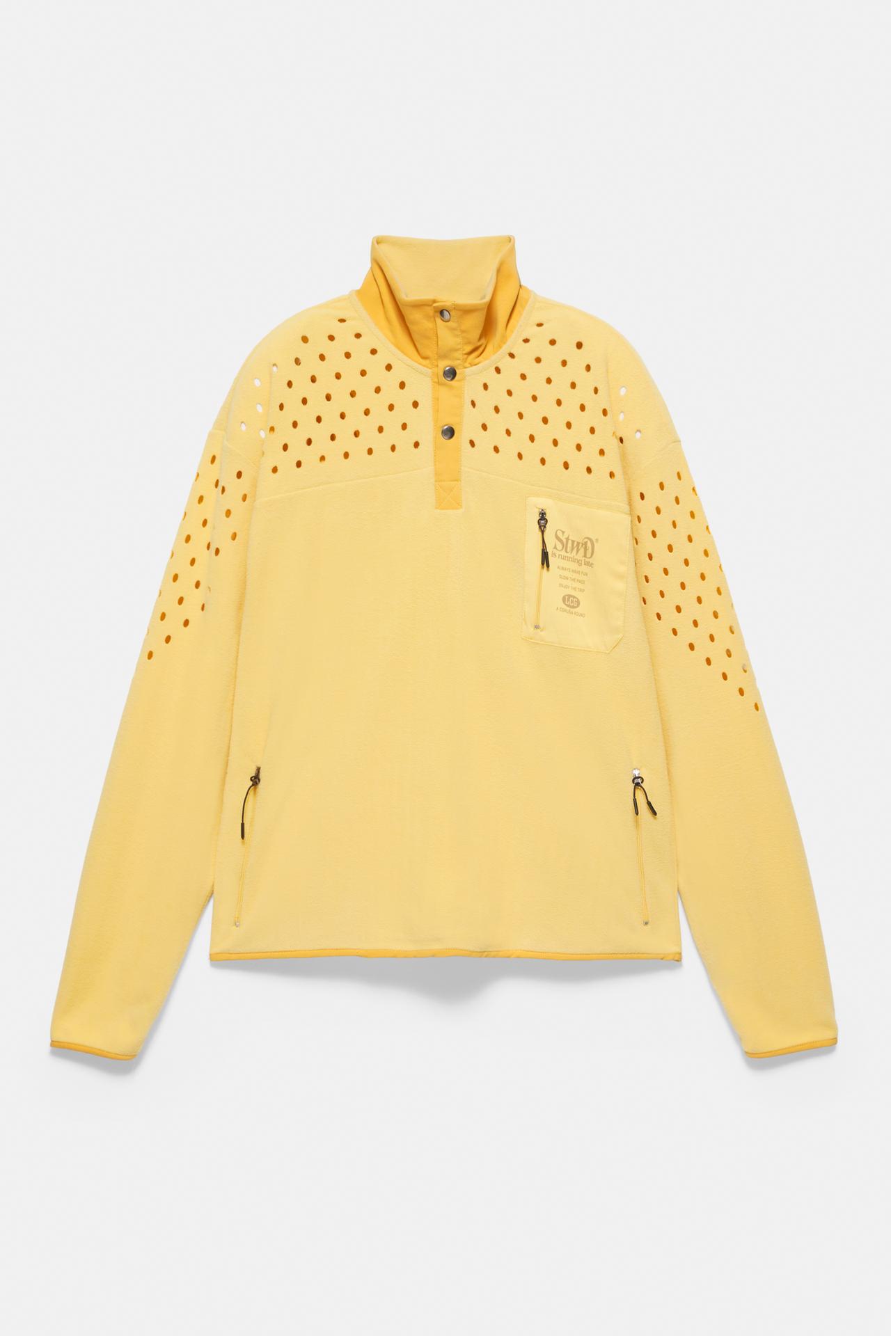 Button-neck fleece sweatshirt — Mustard