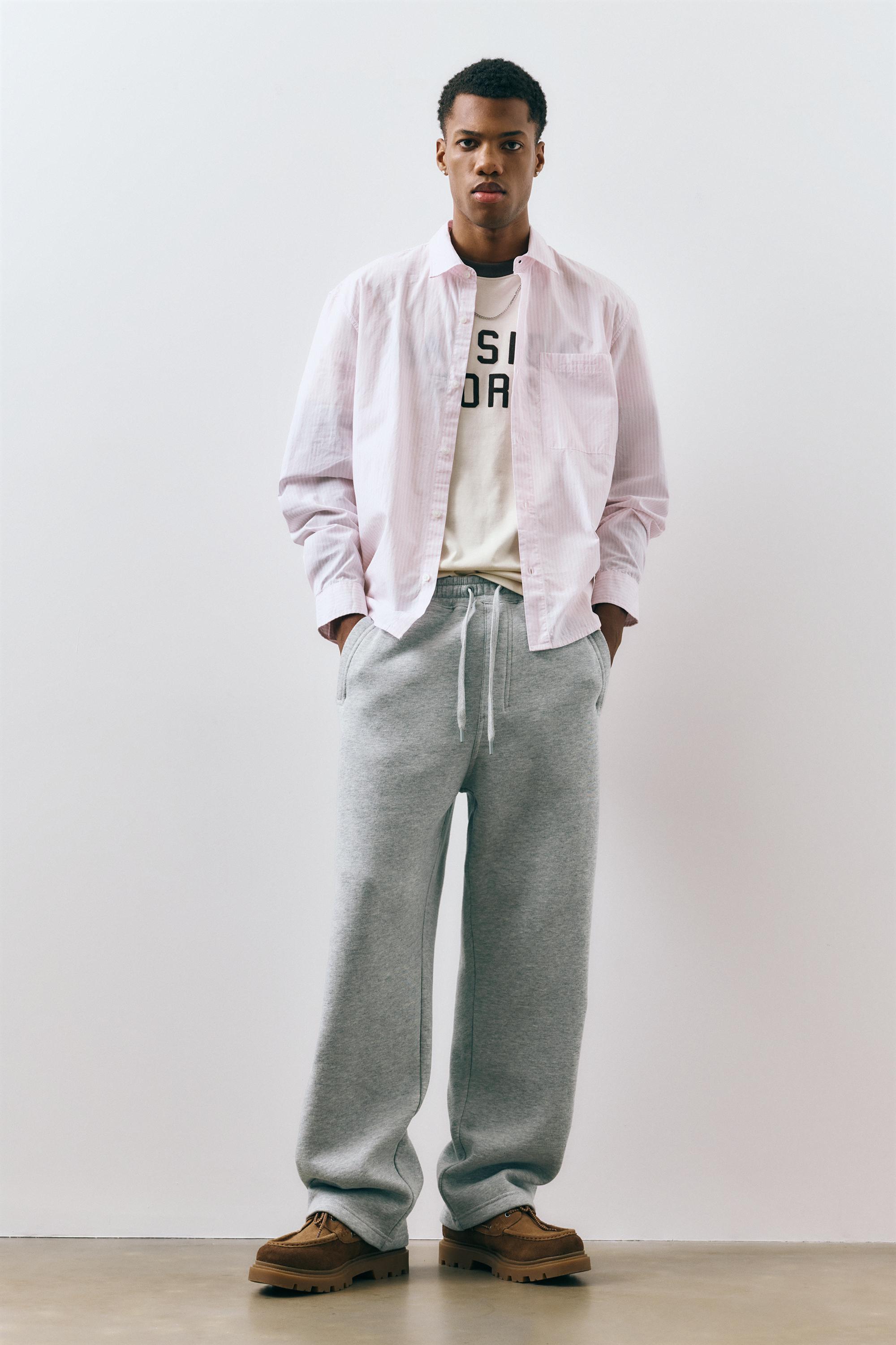 Basic baggy tracksuit bottoms — Grey marl