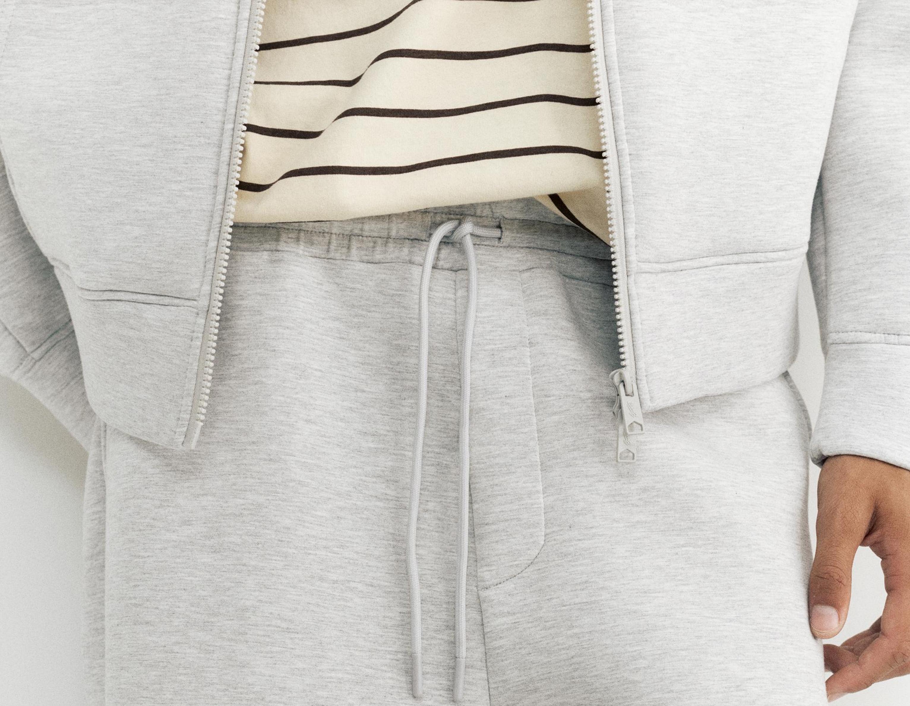 Neoprene-effect baggy trousers — Grey marl