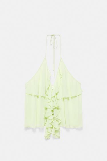 Halter top with ruffles — Apple green 5