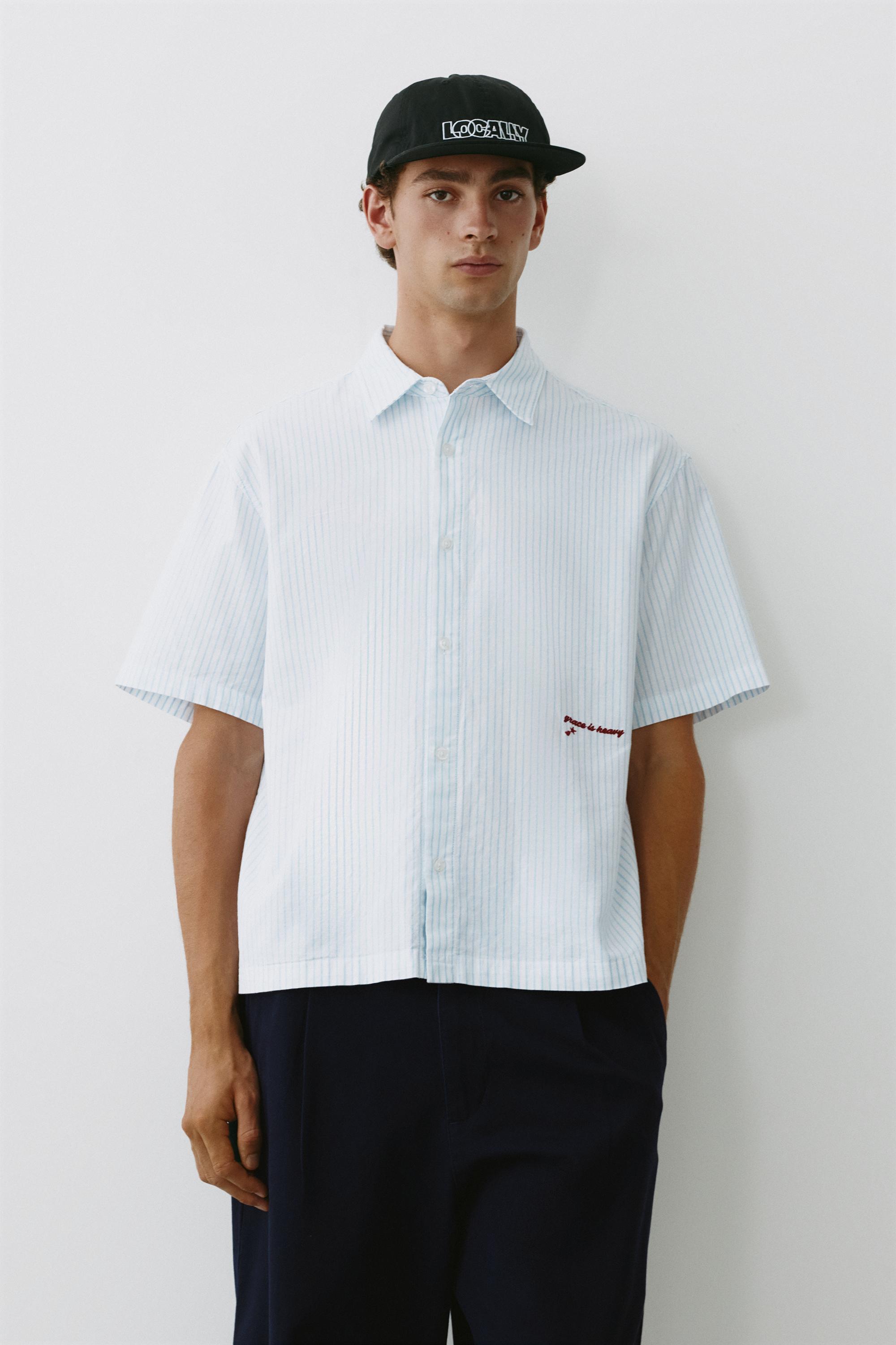 Striped short sleeve shirt — Pale ecru