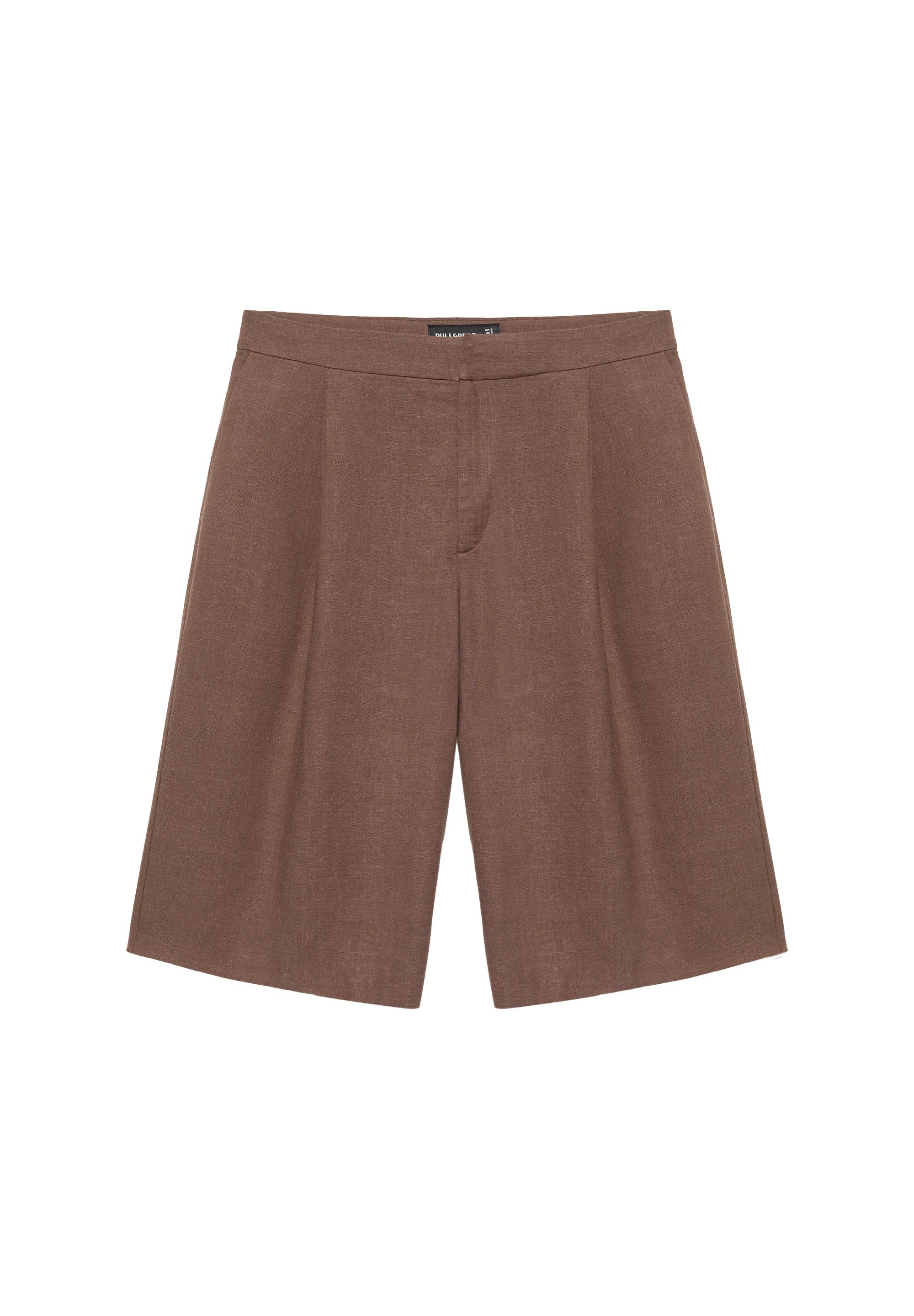 Rustic darted Bermuda shorts