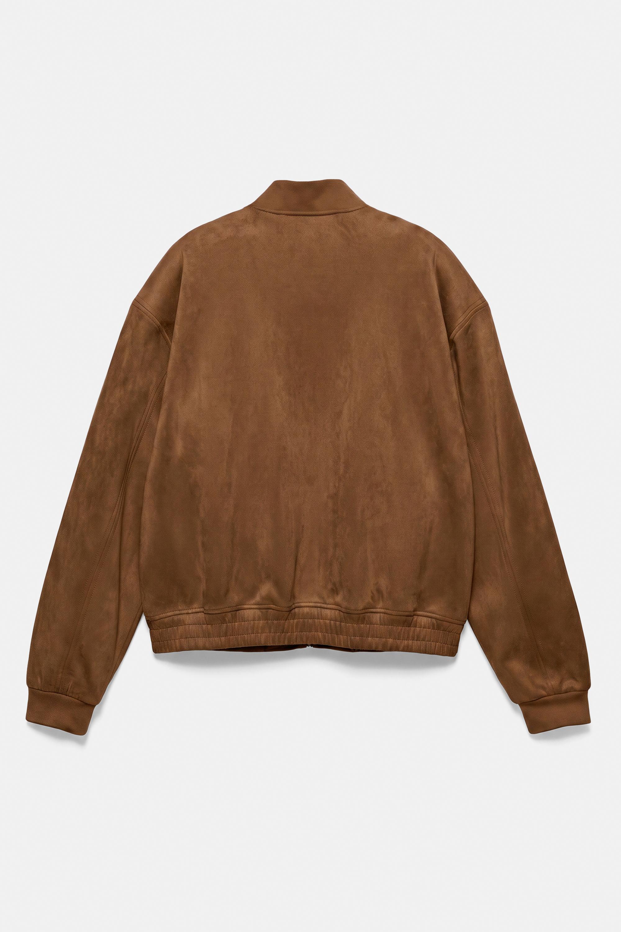 Faux suede bomber jacket — Brown