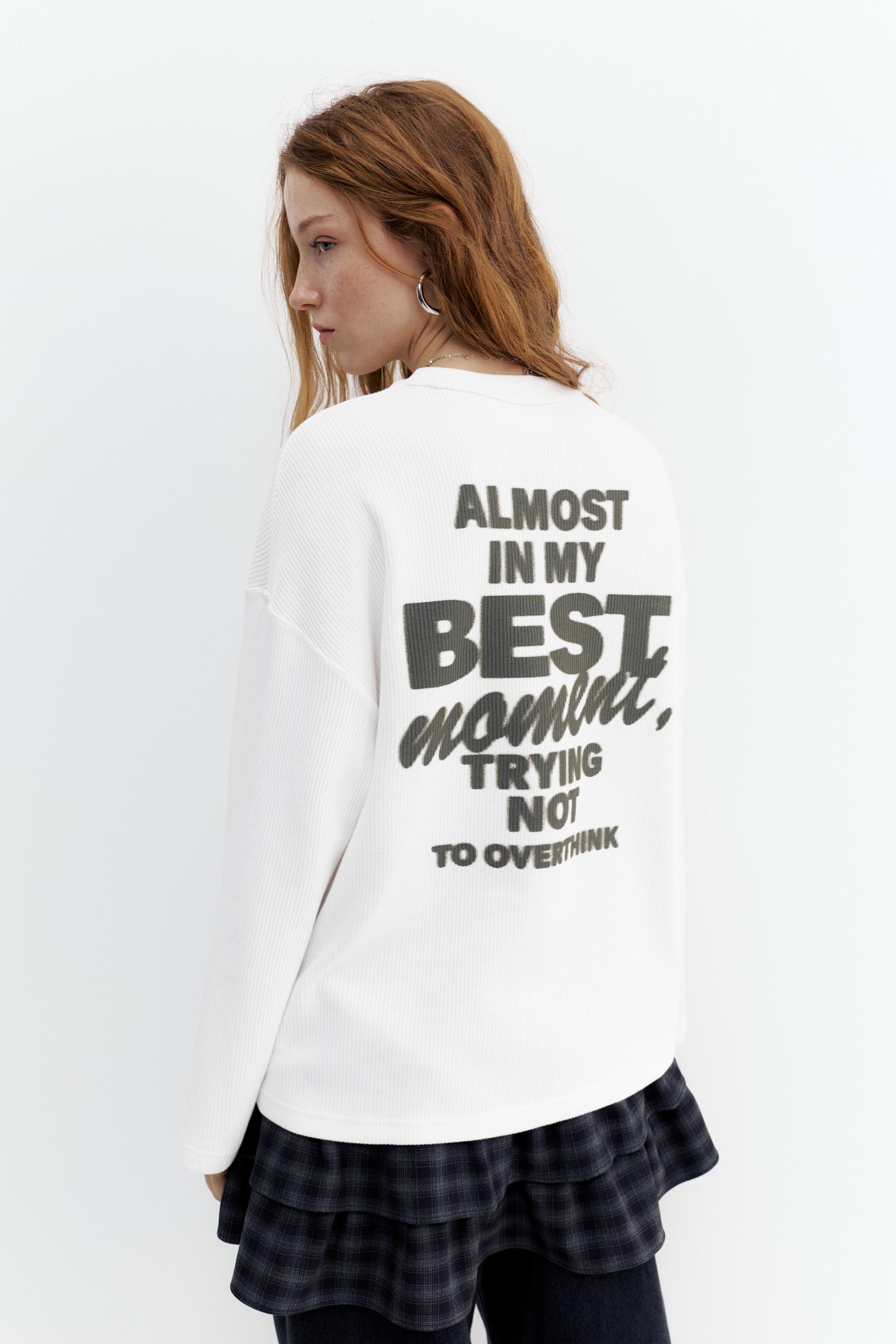 Uzun kollu yazılı tişört - Görsel 6