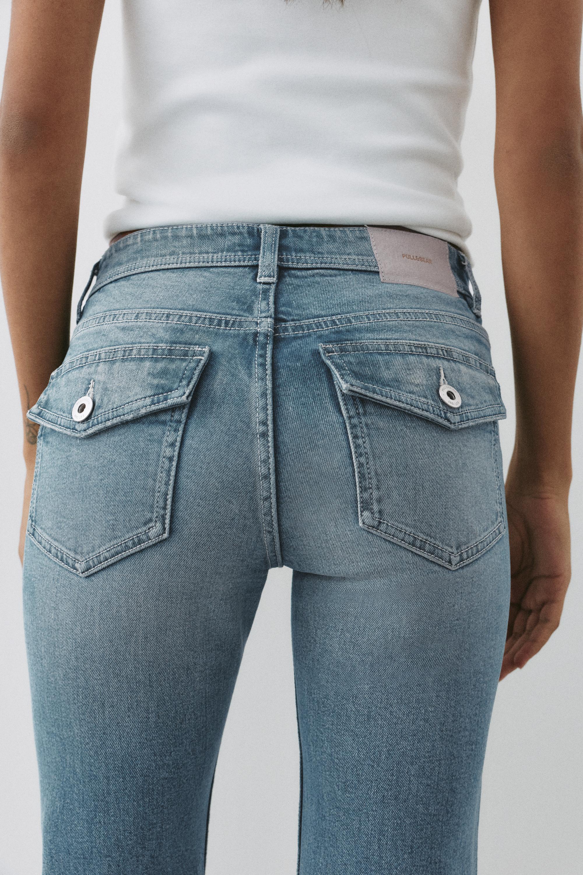 Low-rise boot-cut jeans — Greenish blue