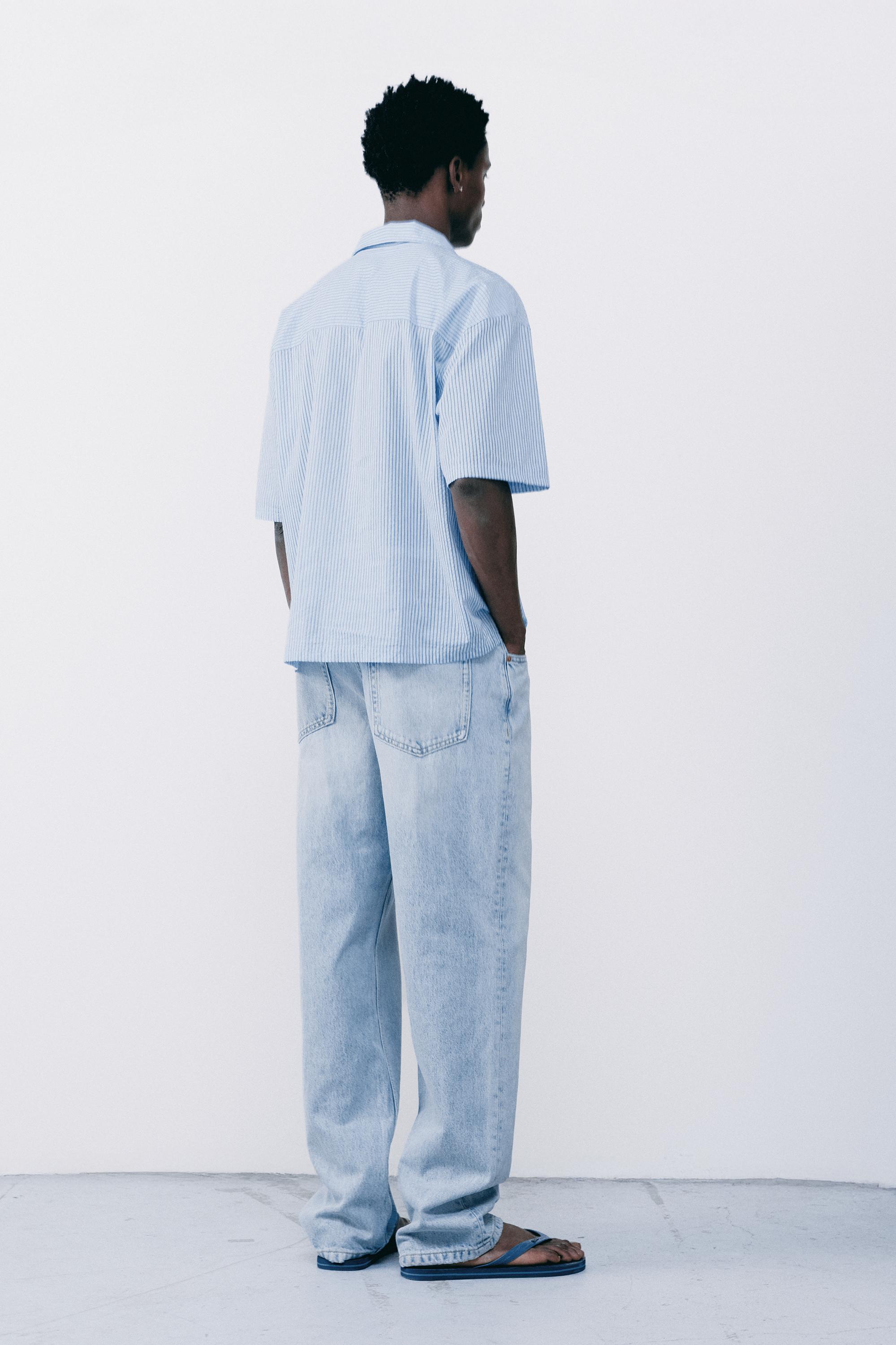Striped short sleeve shirt — Blue