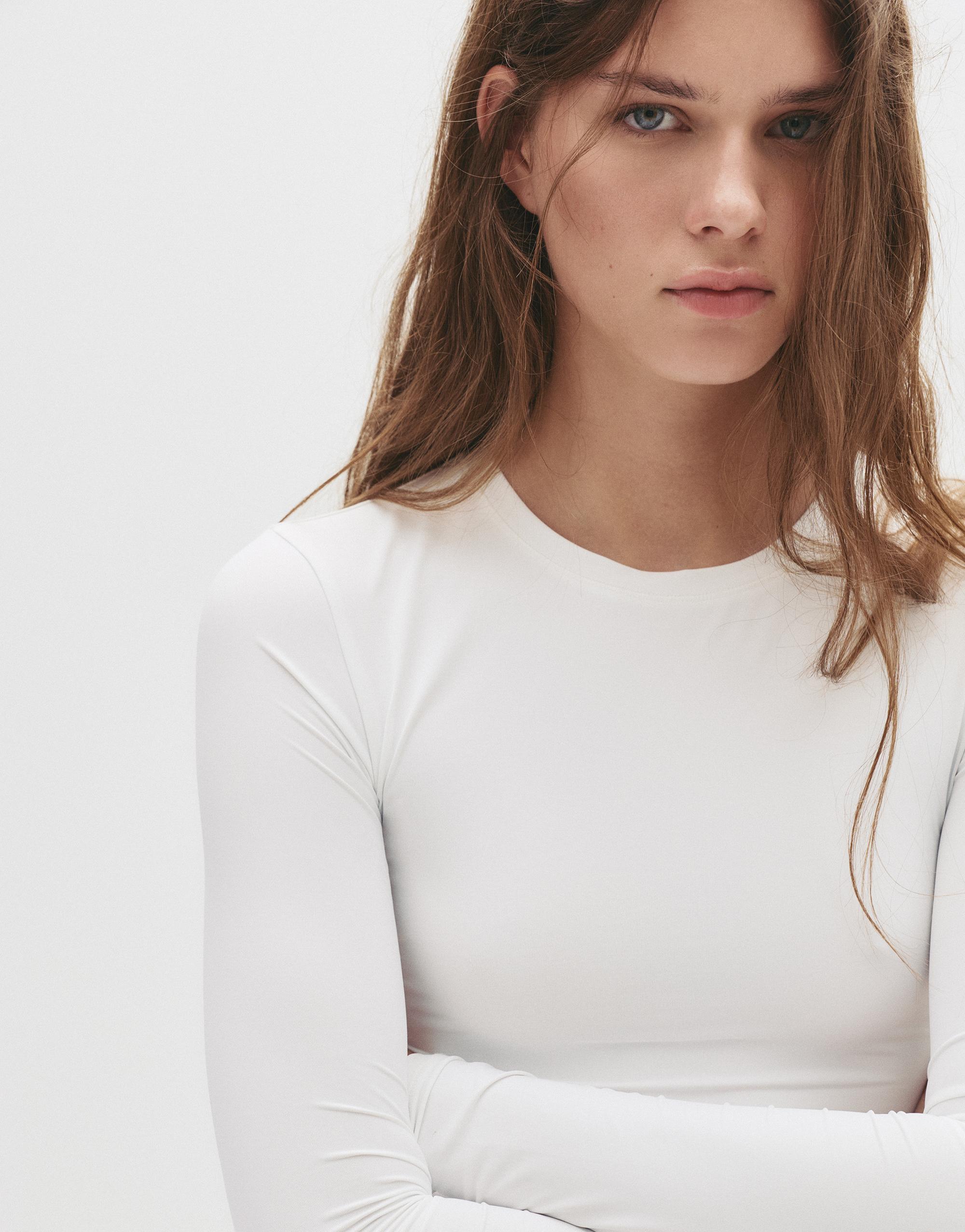 Fitted polyamide T-shirt — White