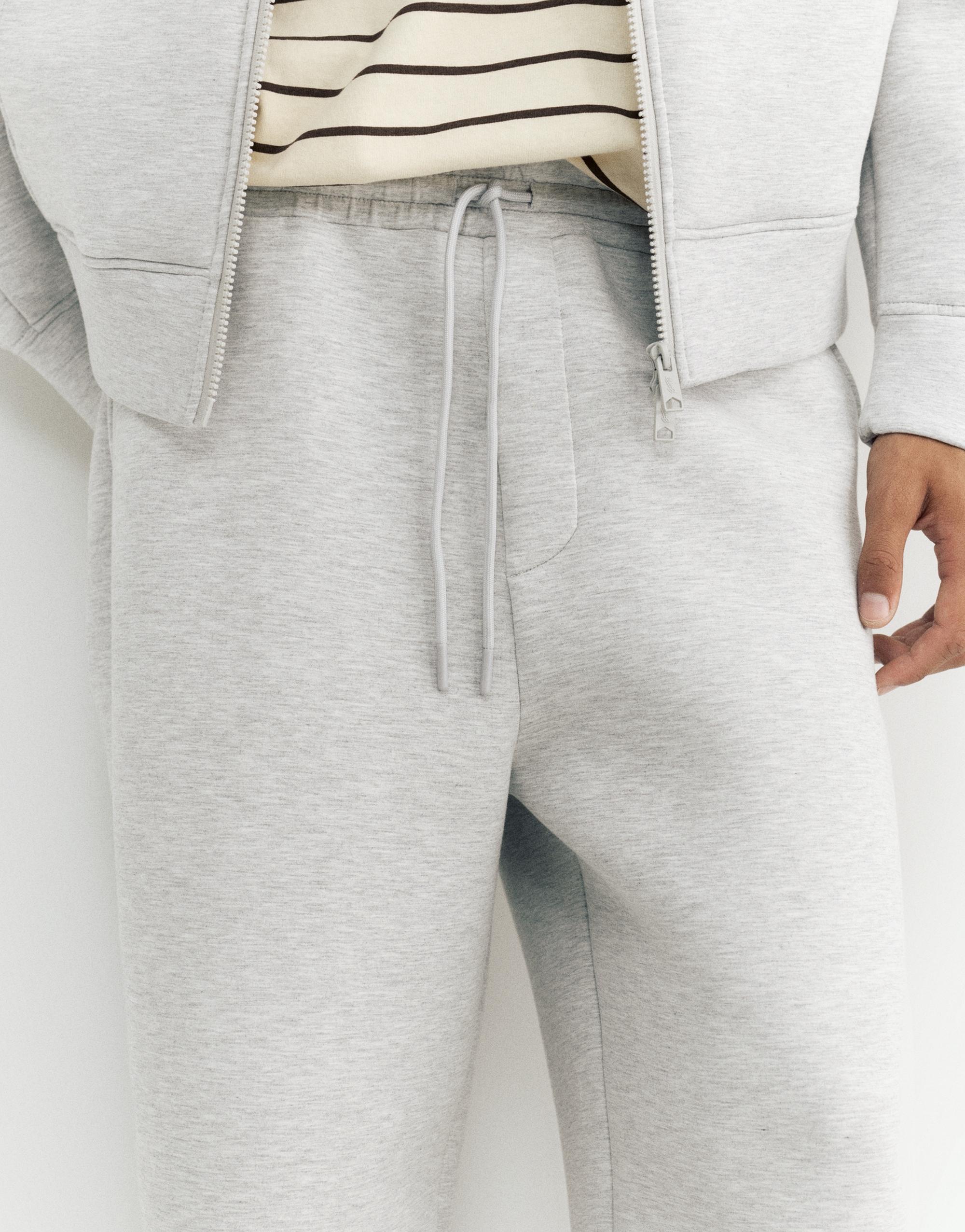 Neoprene-effect baggy trousers — Grey marl