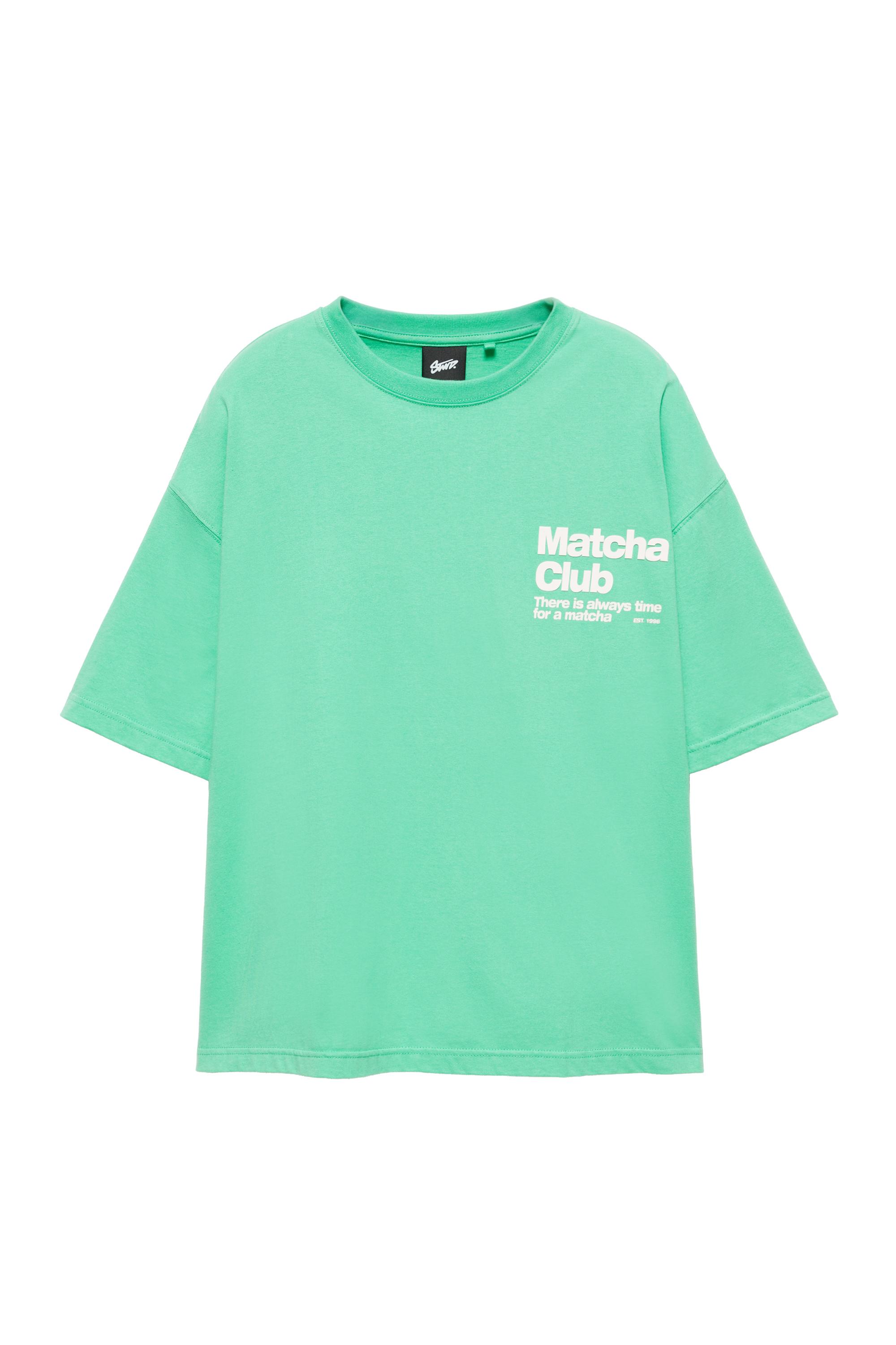 Pull&Bear STWD Matcha Club grafikli tişört görsel 4