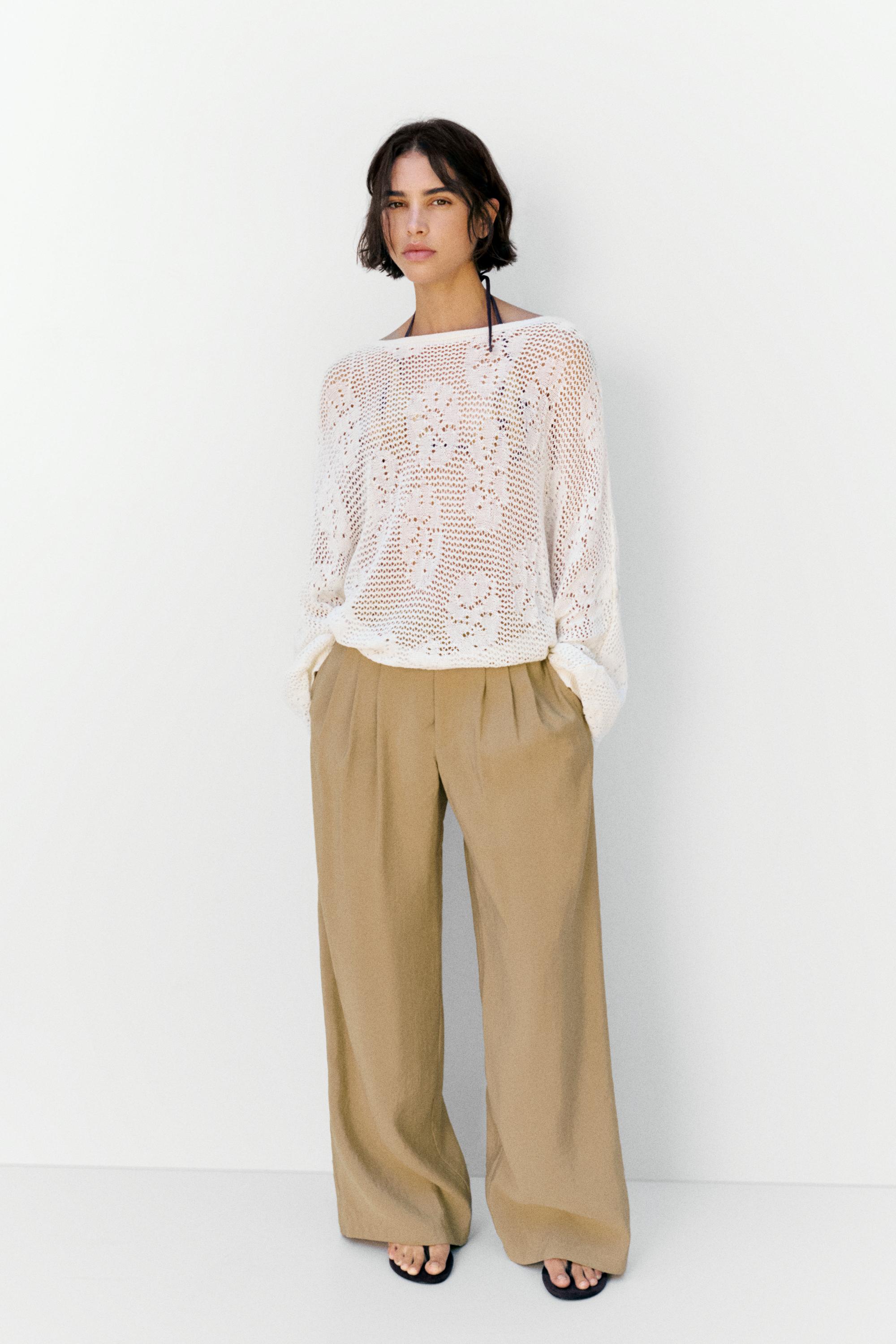 Cutwork knit jumper — Ecru