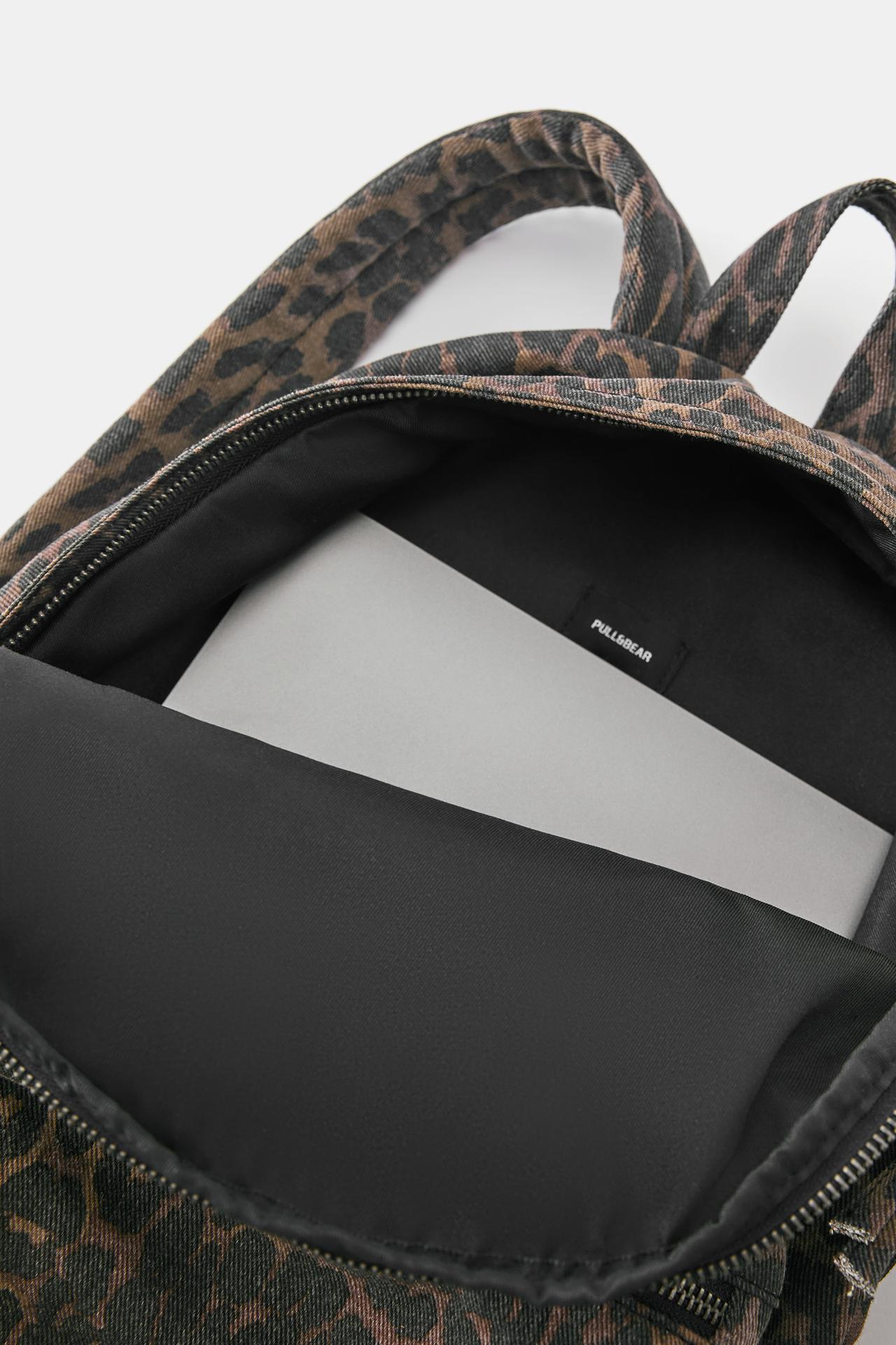 Leopard print canvas backpack — Leopard