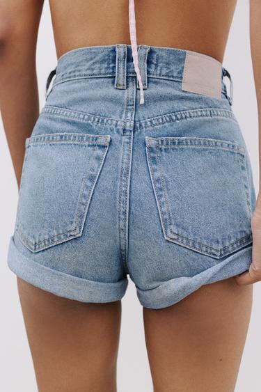 Denim mom fit shorts with turn-up hems — Medium blue 3