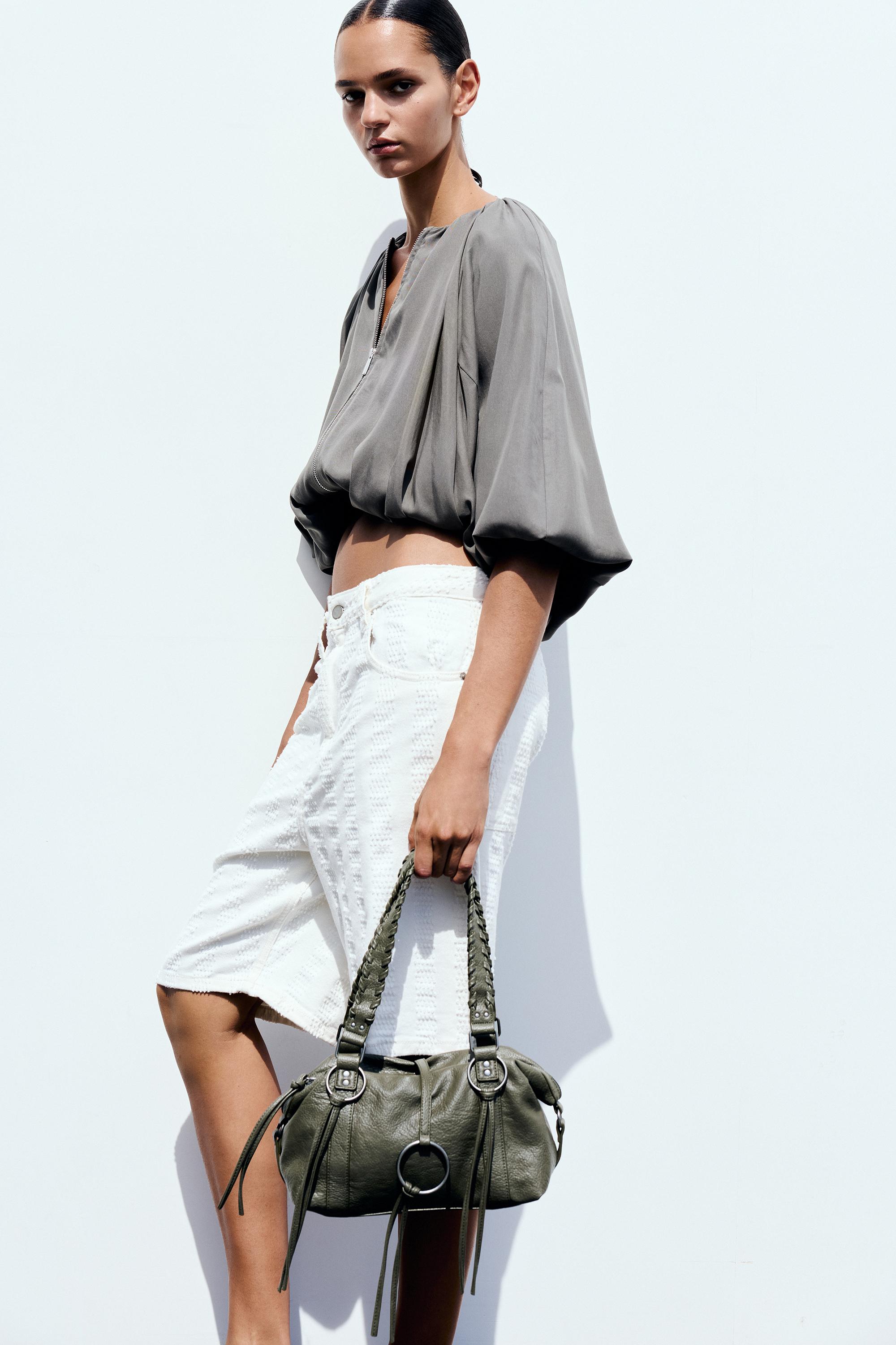 Ring detail shoulder bag — Khaki