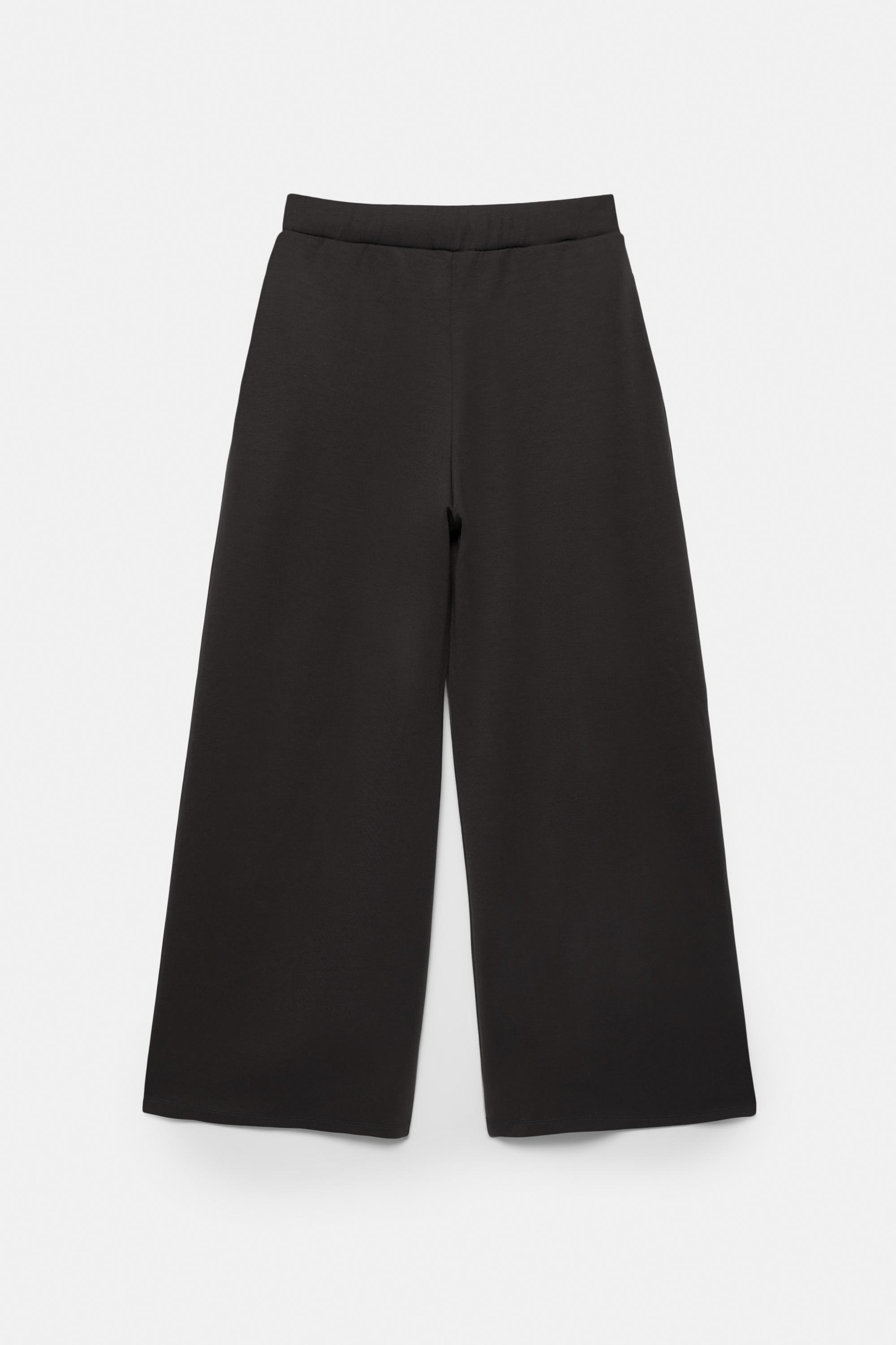 Soft-touch wide-leg darted trousers — Anthracite grey