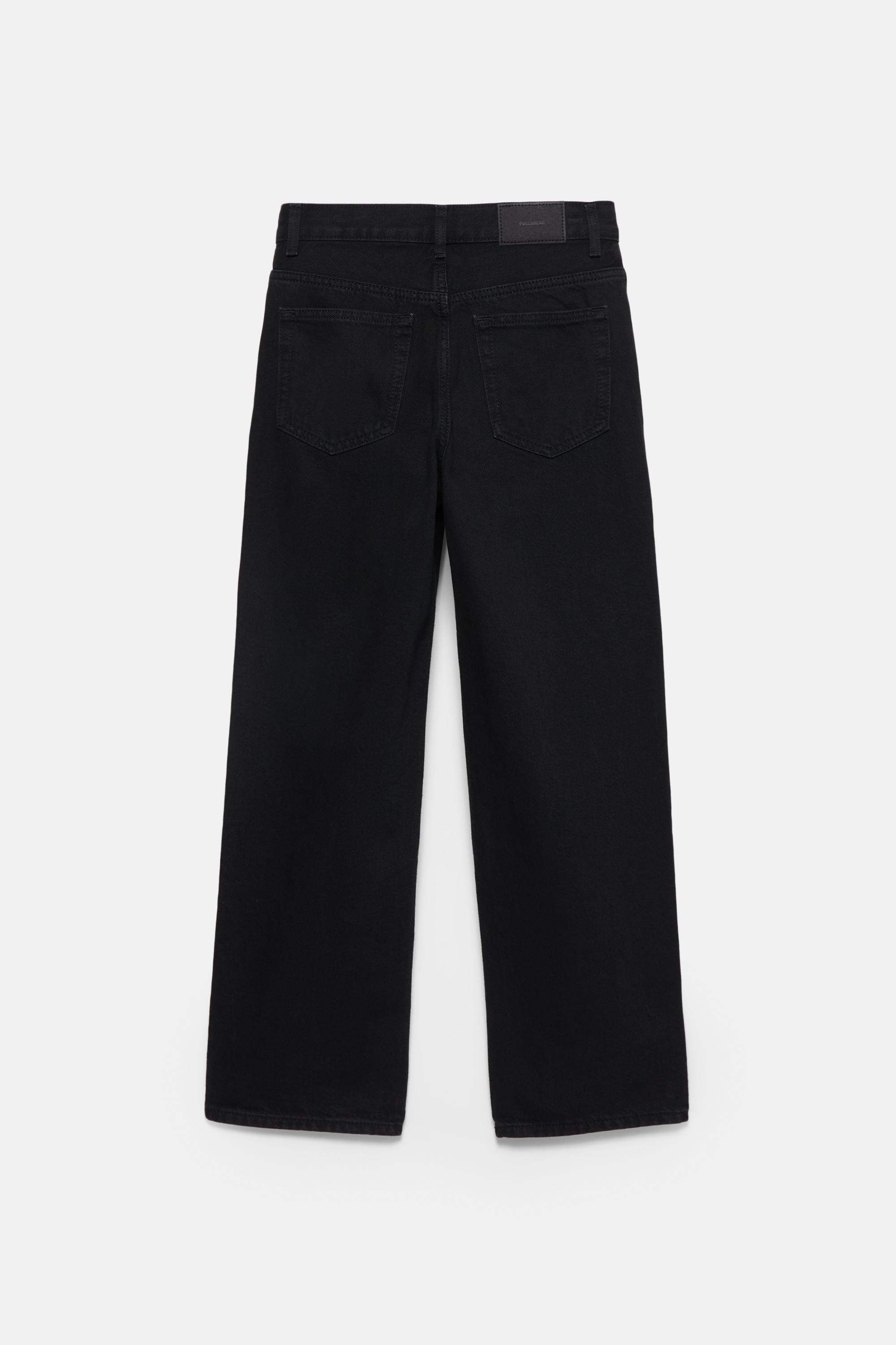 Straight-leg jeans with crossover waistband — Black
