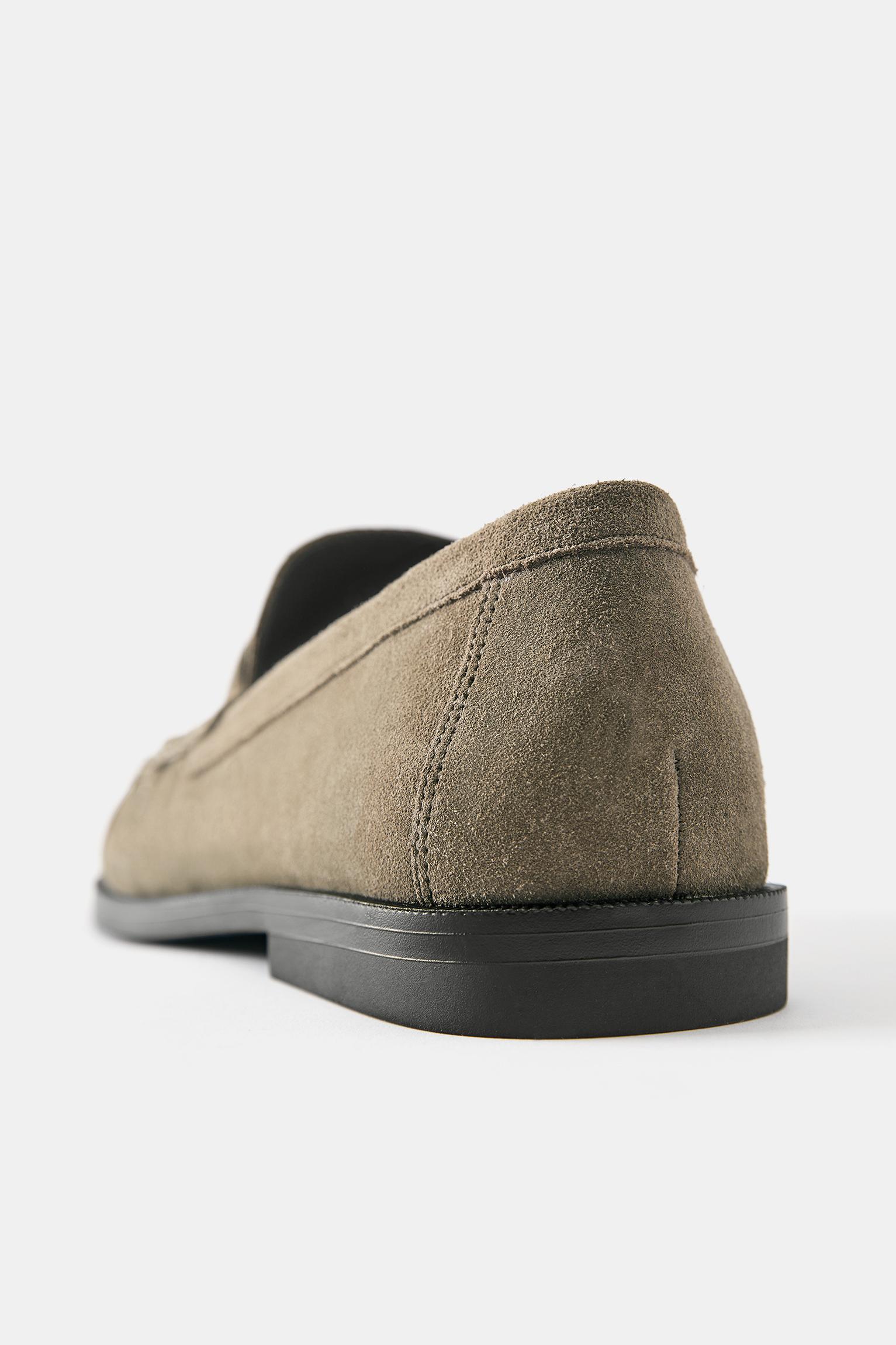 Gathered leather loafers — Brown