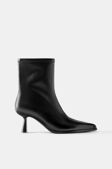 Stretch fabric high-heel ankle boots — Black 1