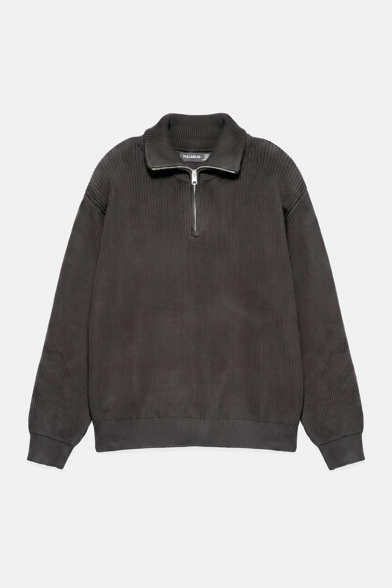 Quarter-zip jumper — Dark anthracite