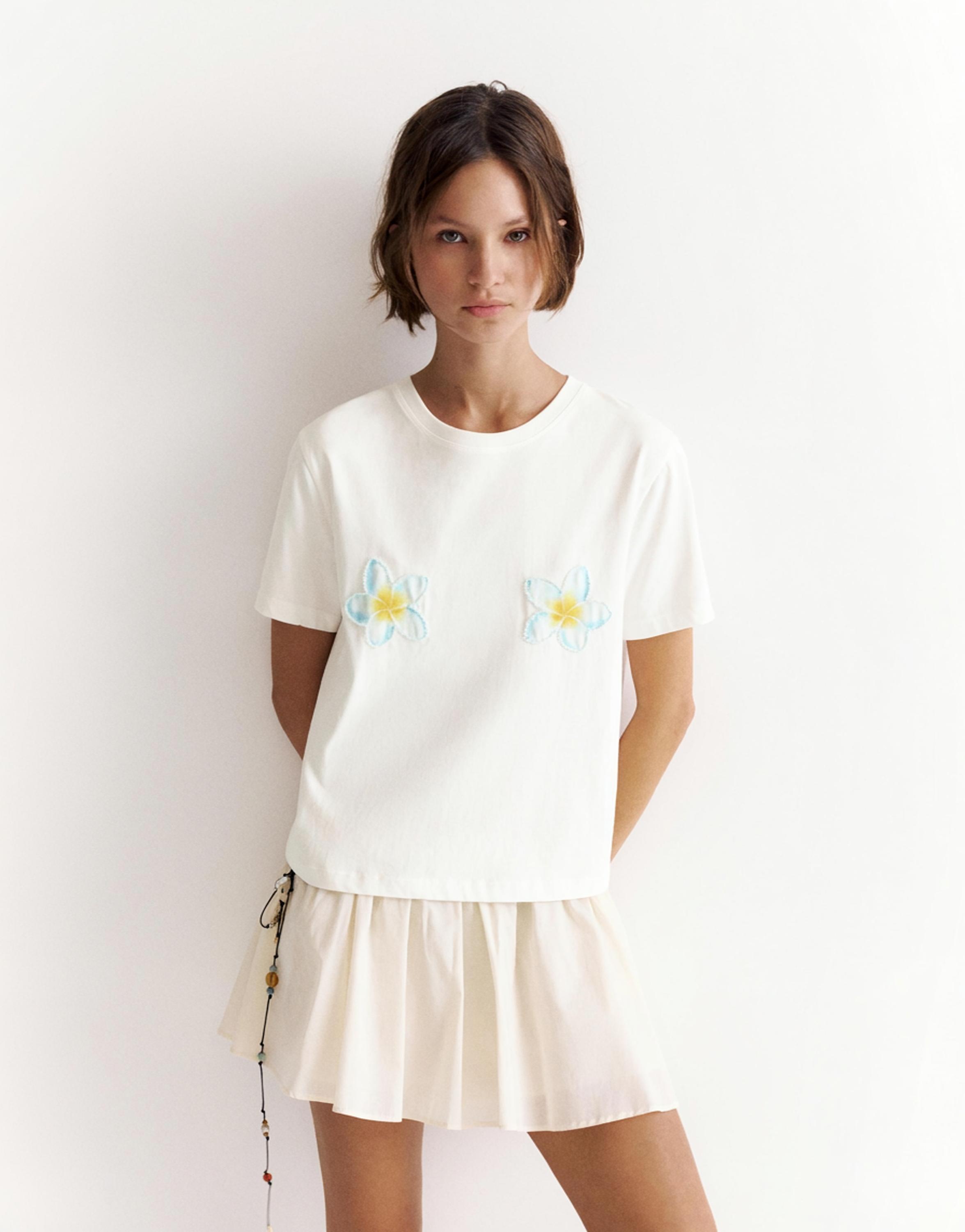 Tahiti floral T-shirt — Ice