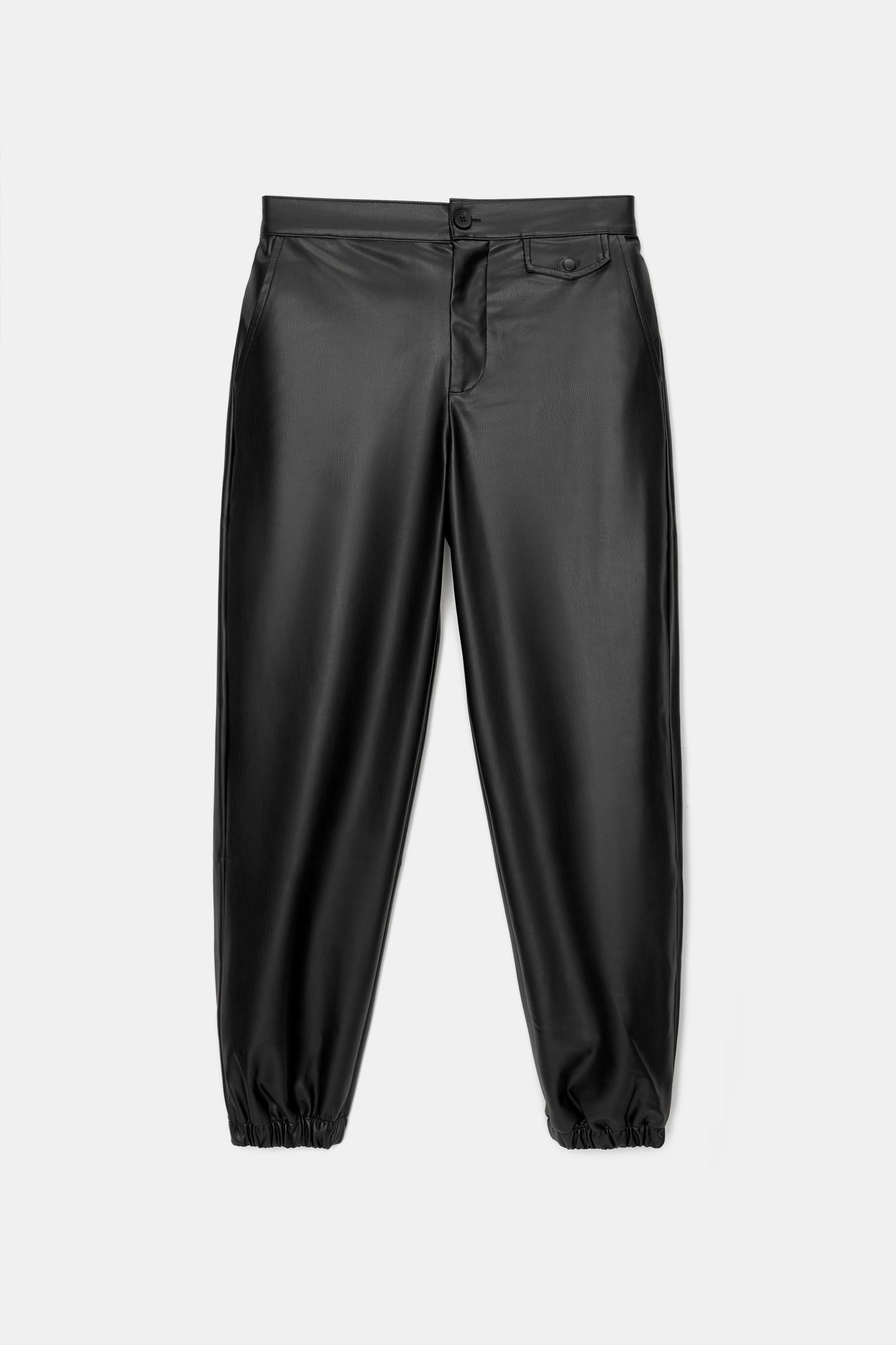 Faux leather joggers - PULL\u0026BEAR