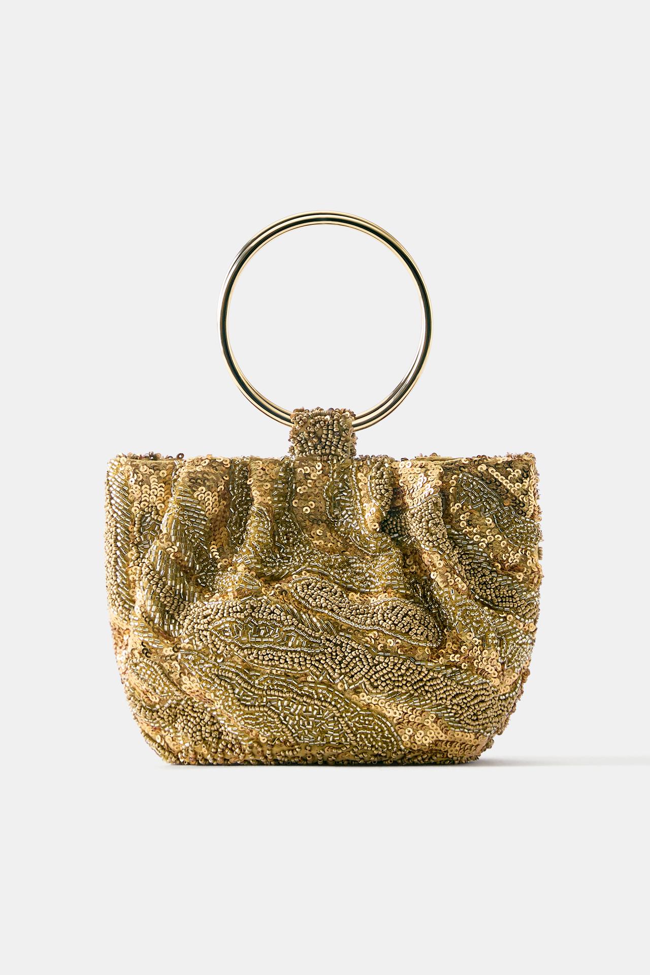 Beaded handbag — Gold