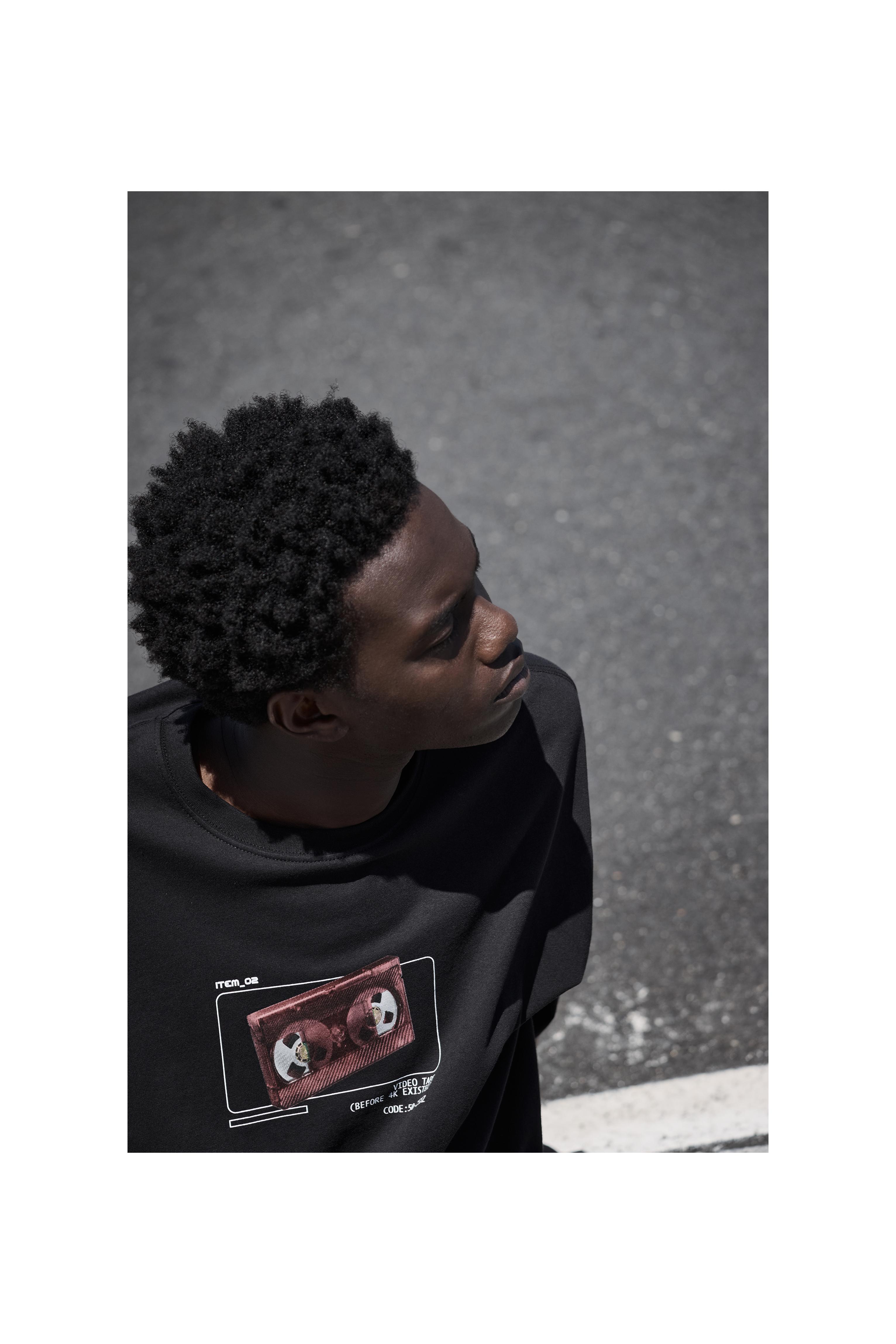 STWD tape graphic T-shirt — Black