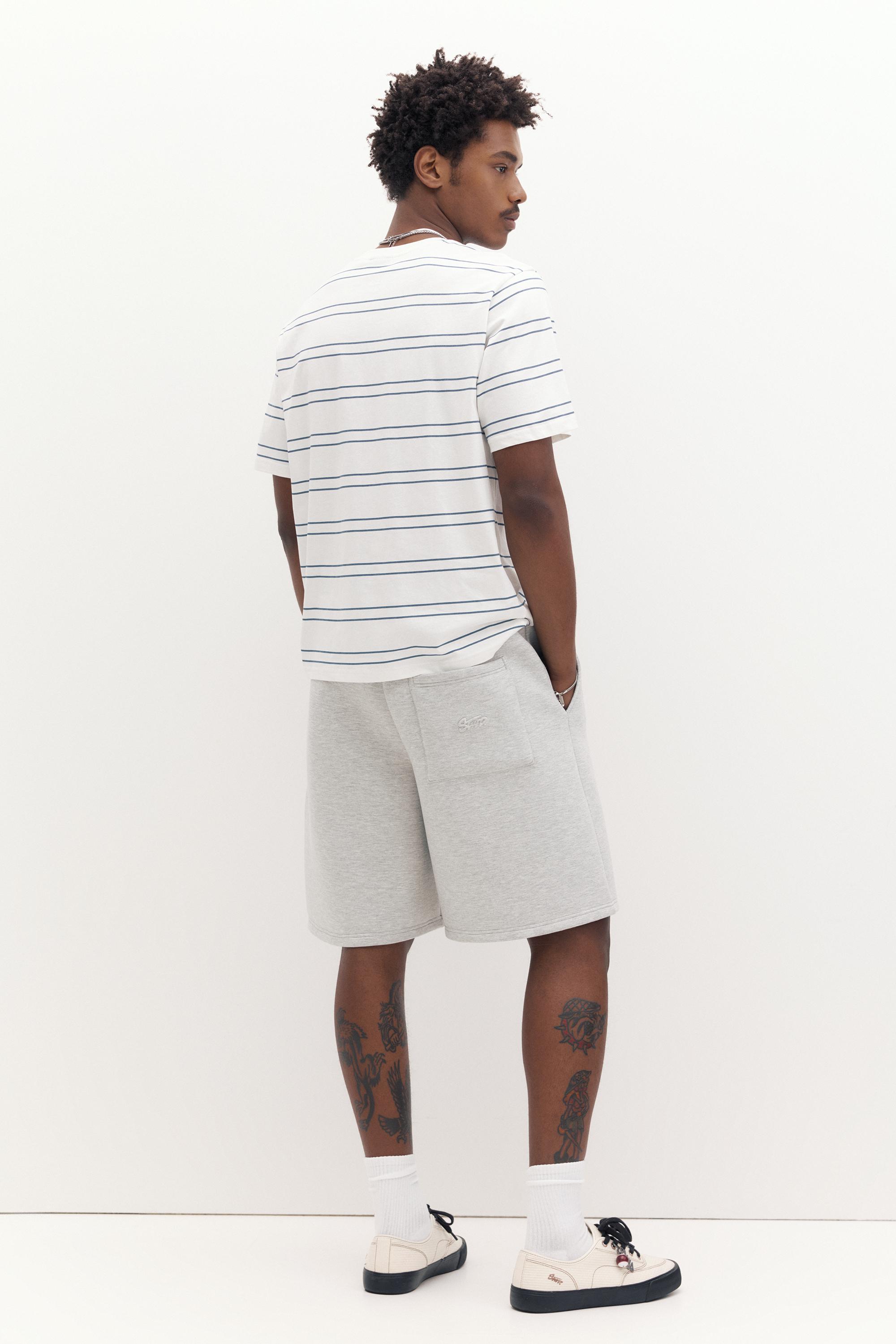 Basic short sleeve cotton T-shirt — Blue/White