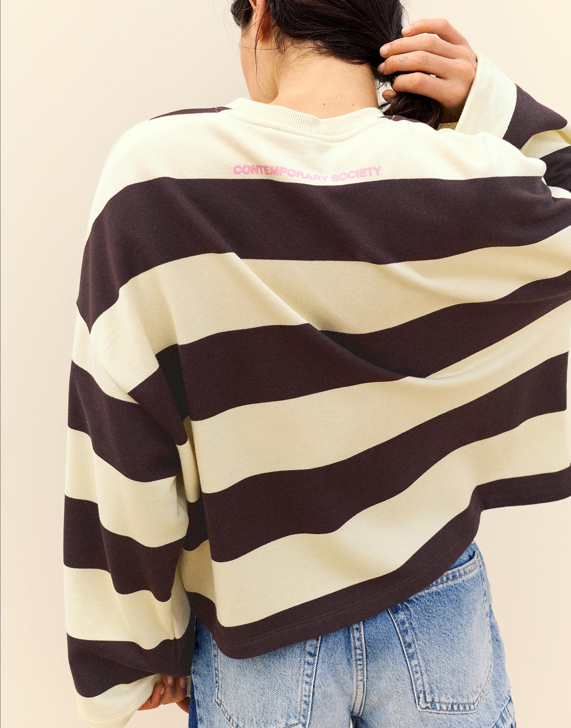 Oversize striped sweatshirt — Brown