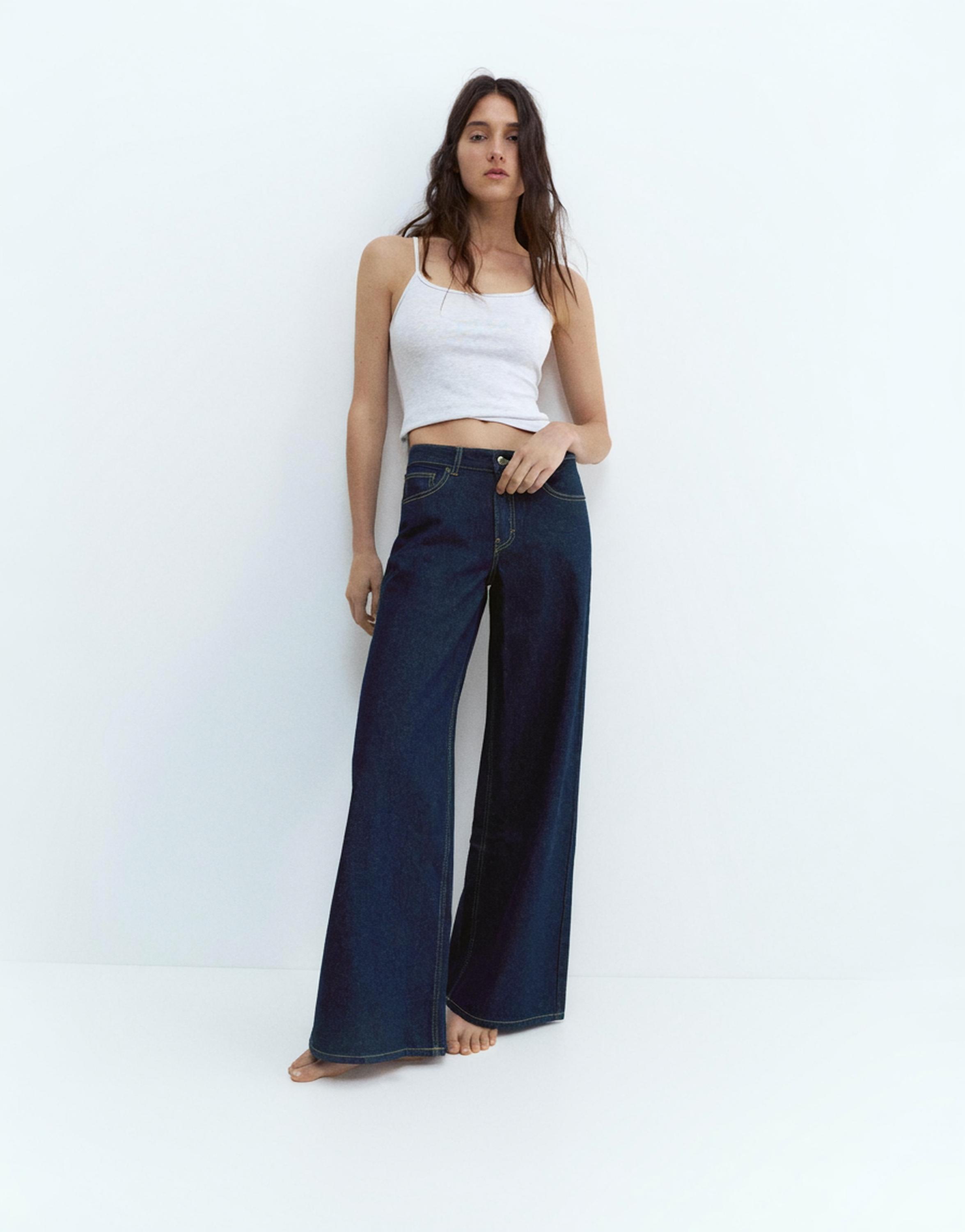 Low-rise wide-leg jeans — Dark blue