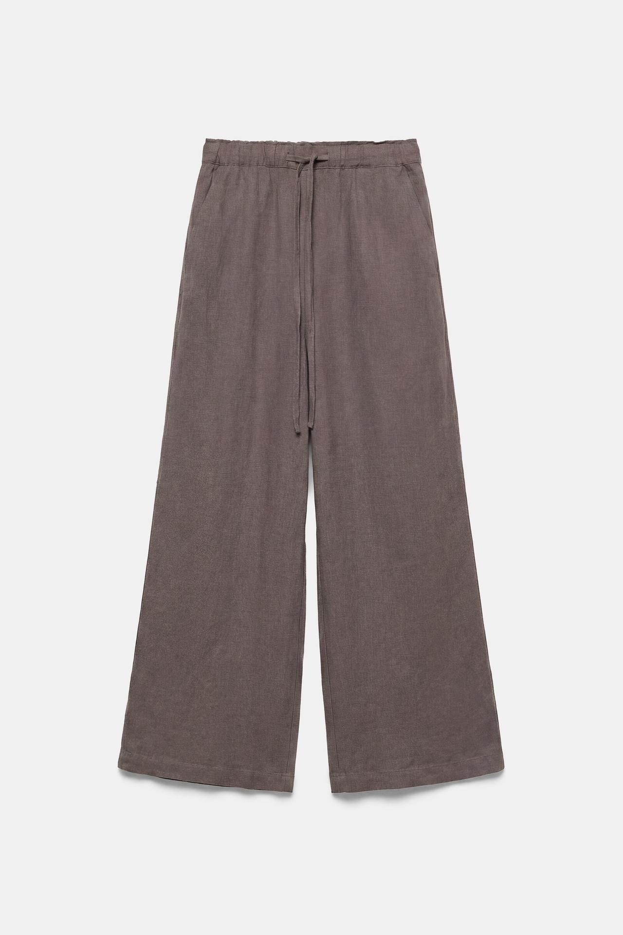 Elasticated waist culottes — Pale brown