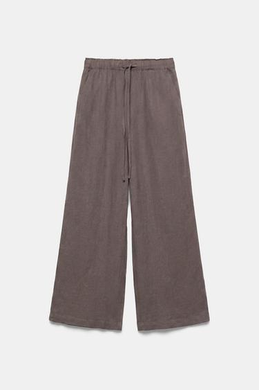 Elasticated waist culottes — Pale brown 1