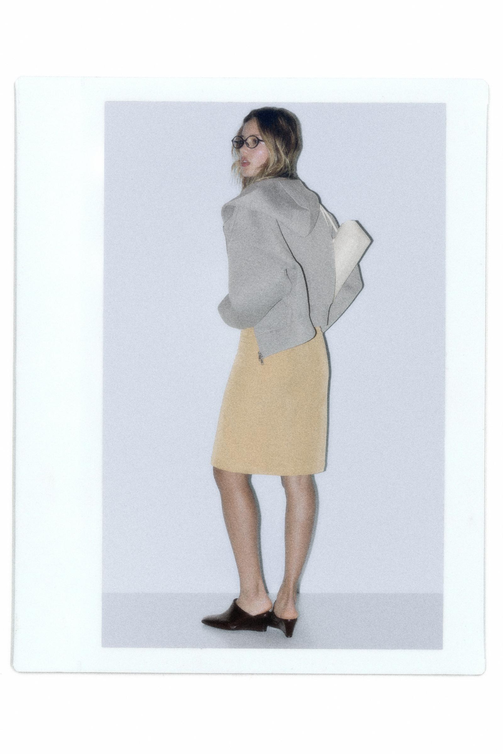 Straight buckle skirt — Medium camel