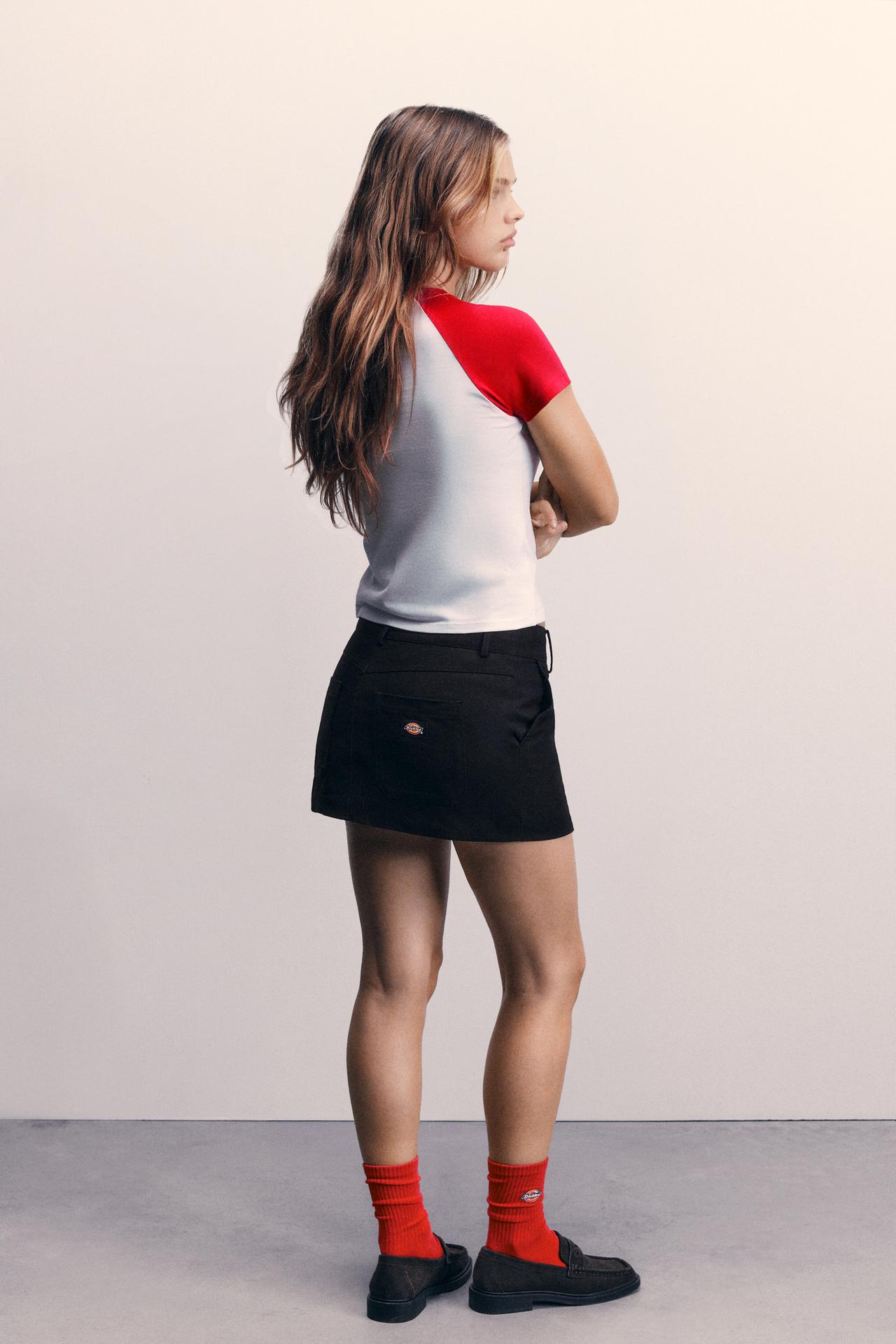 Dickies contrast sleeve T-shirt — Red
