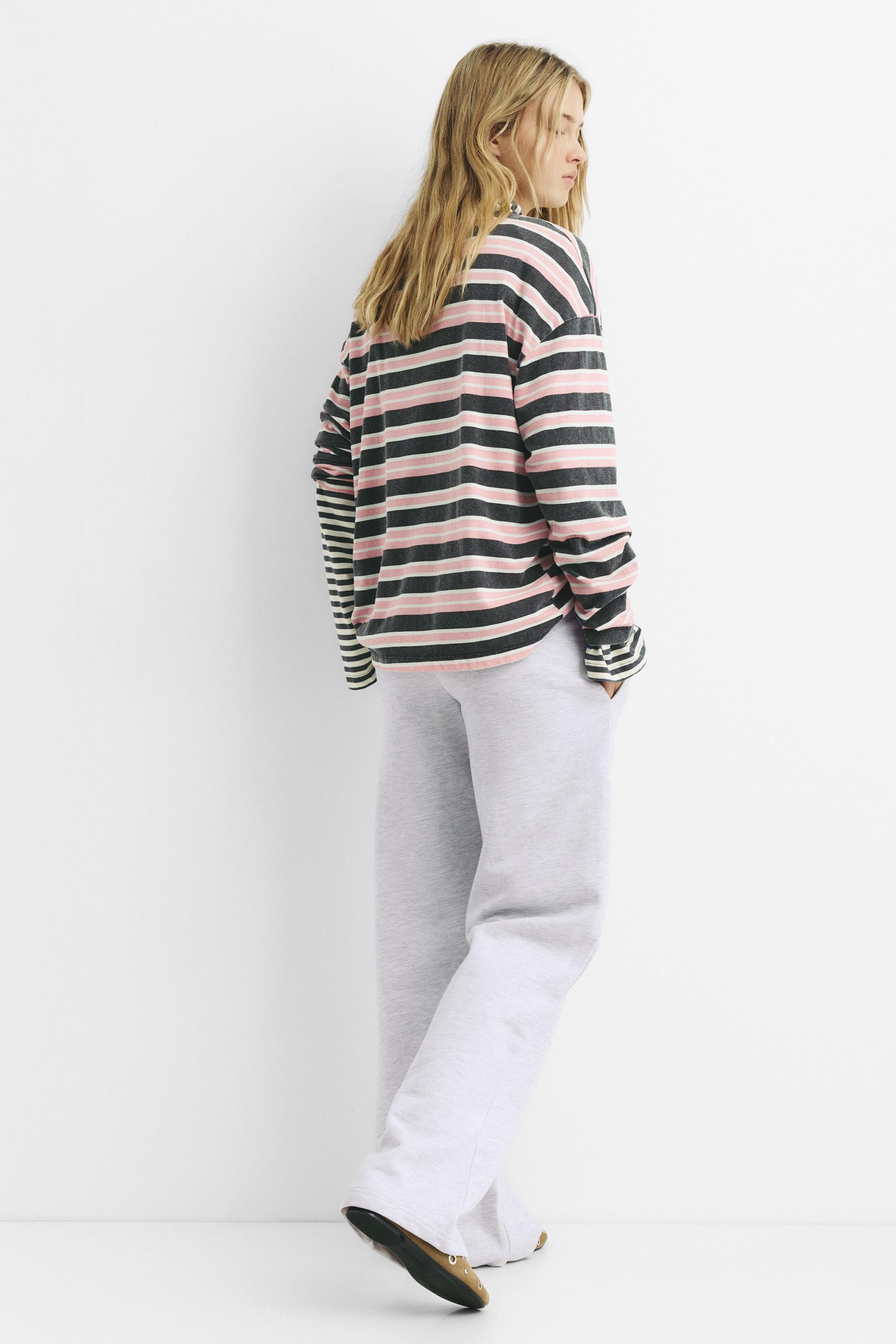 Wide-leg tracksuit bottoms — Grey marl