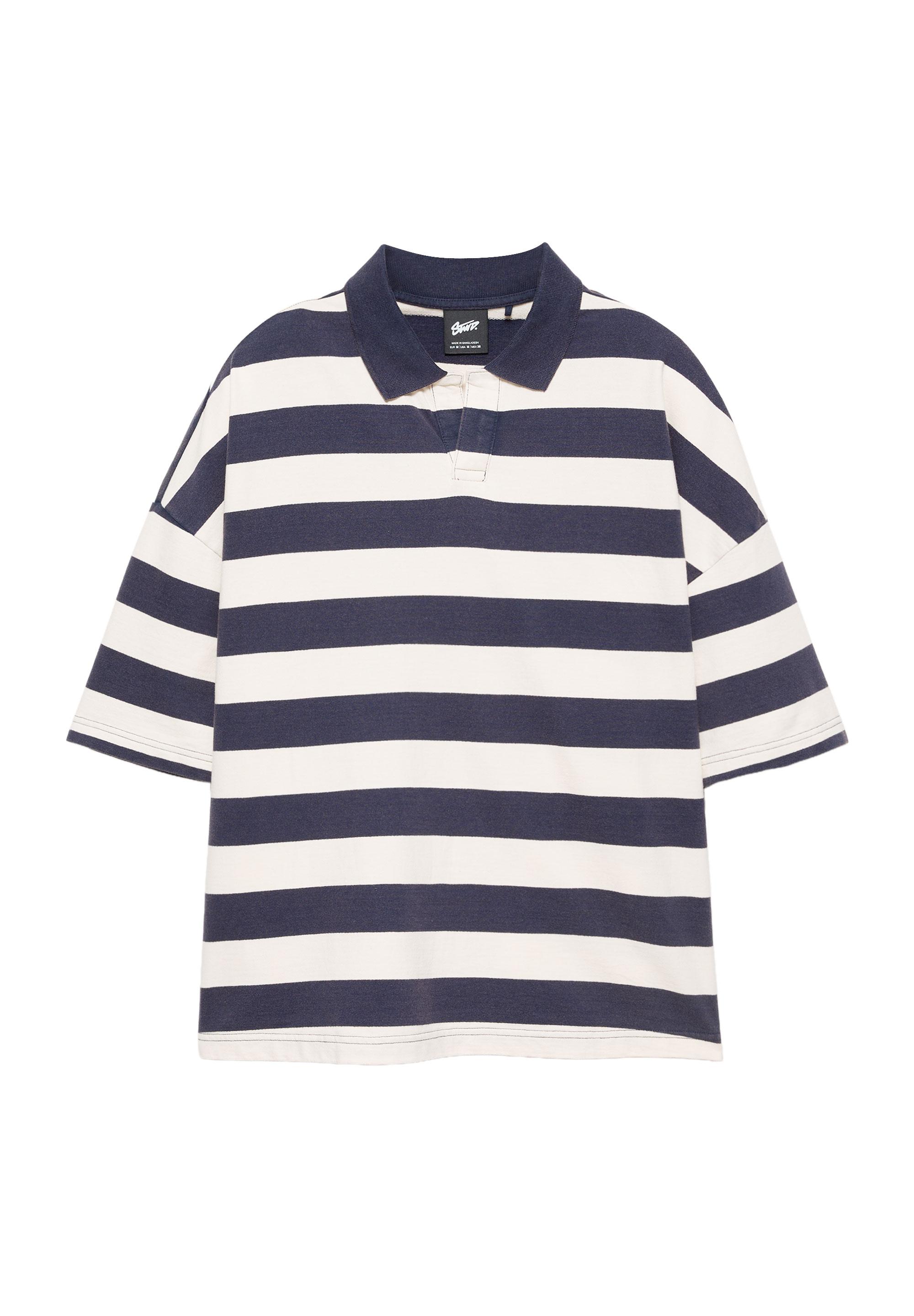 Çizgili boxy polo t-shirt - Görsel 24