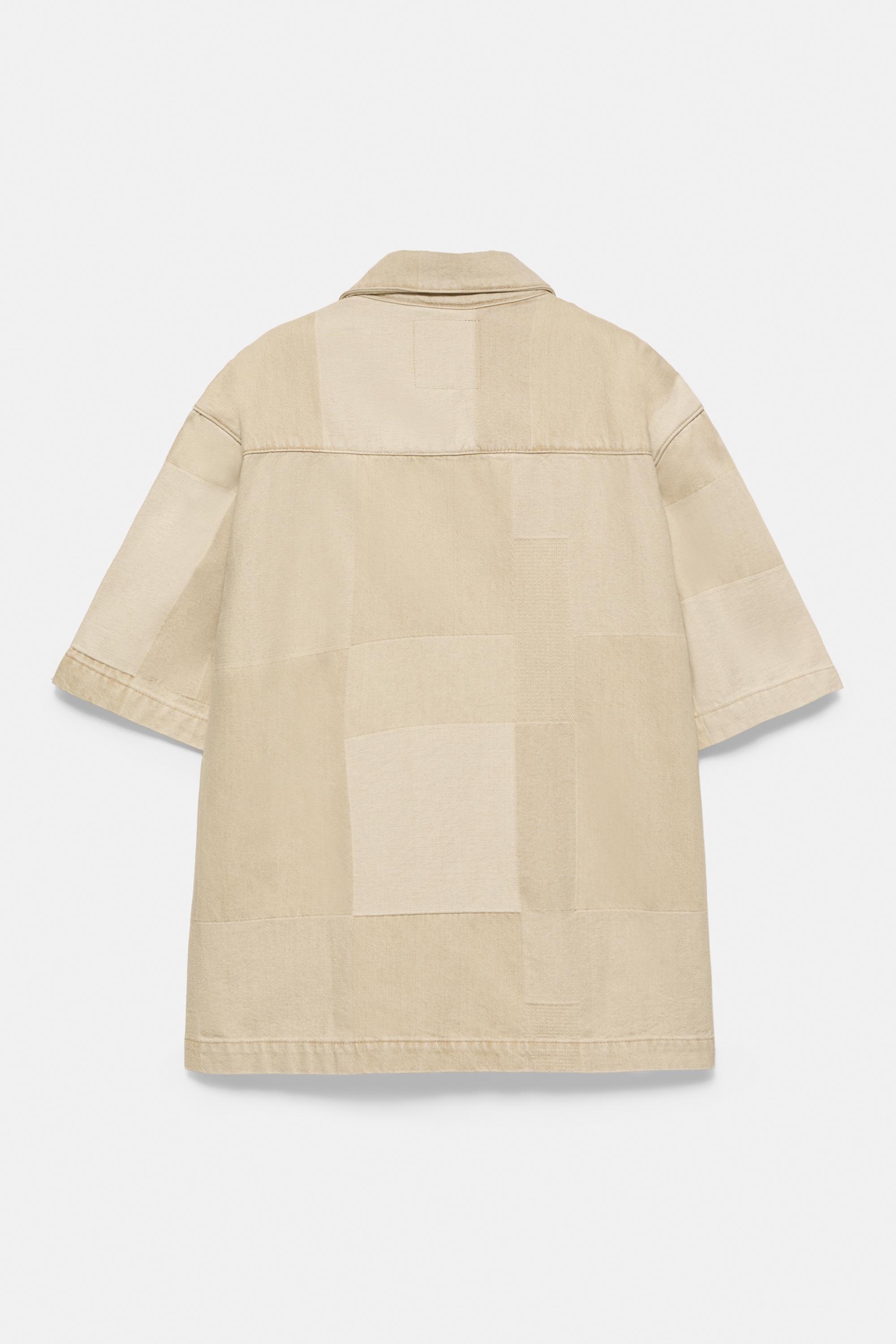 Jacquard denim shirt with zip — Medium ecru