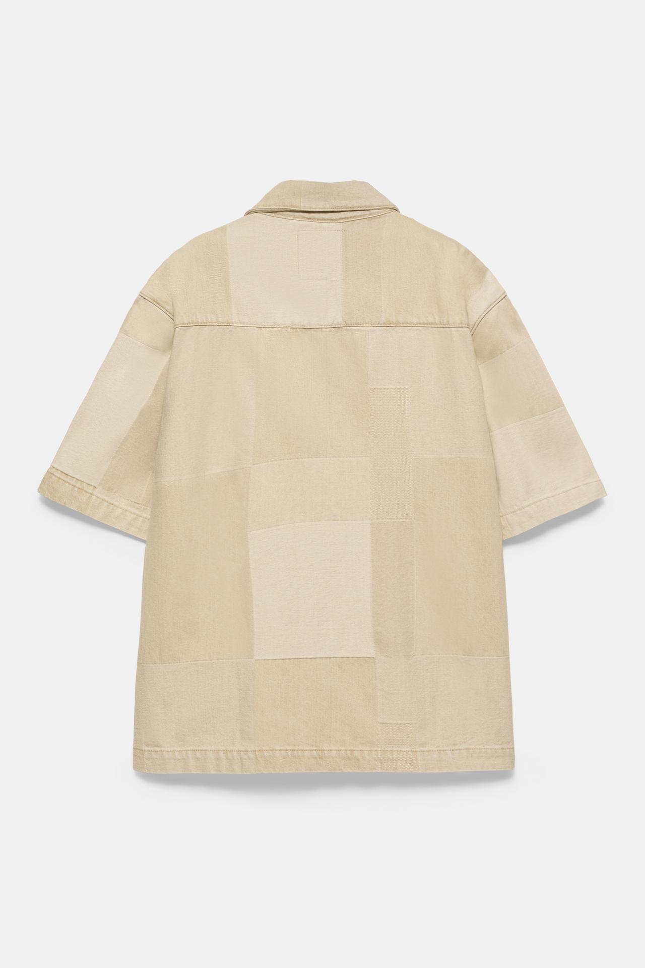 Jacquard denim shirt with zip — Medium ecru