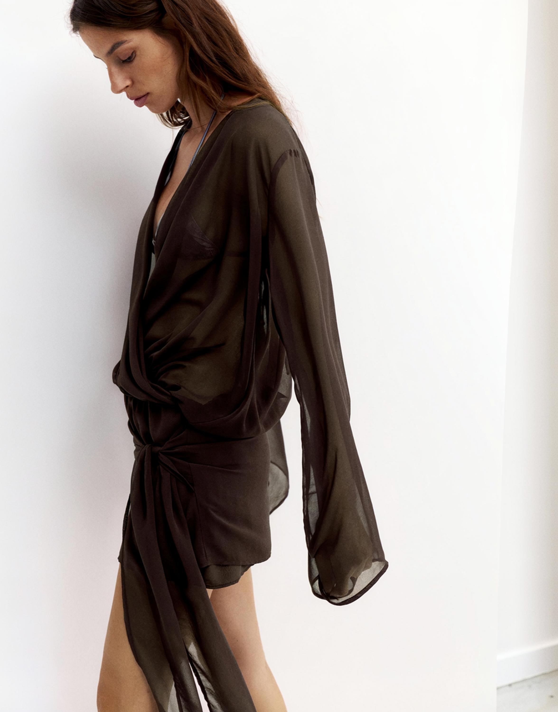 Draped wrap dress — Brown