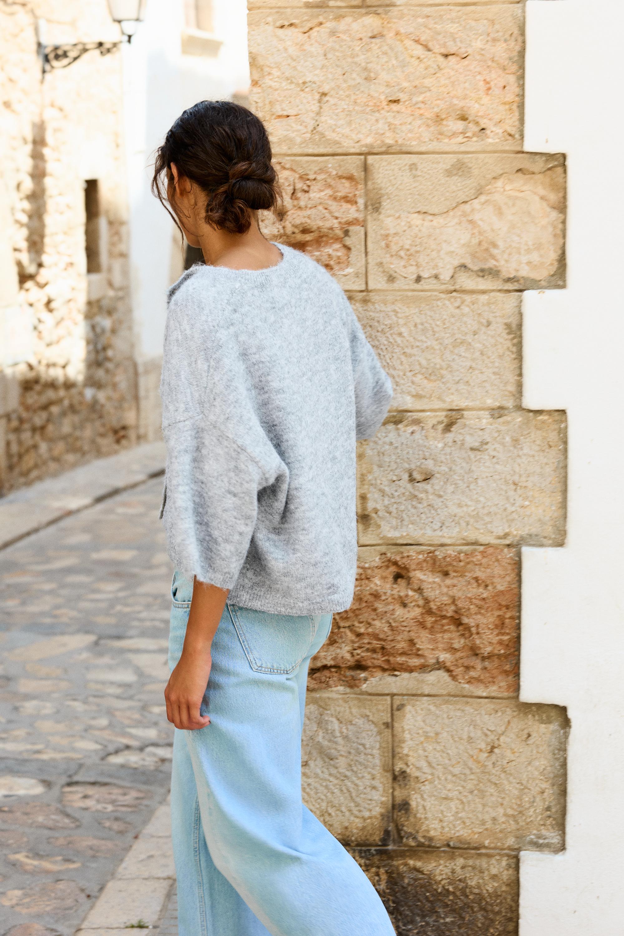 Short sleeve cardigan — Grey marl