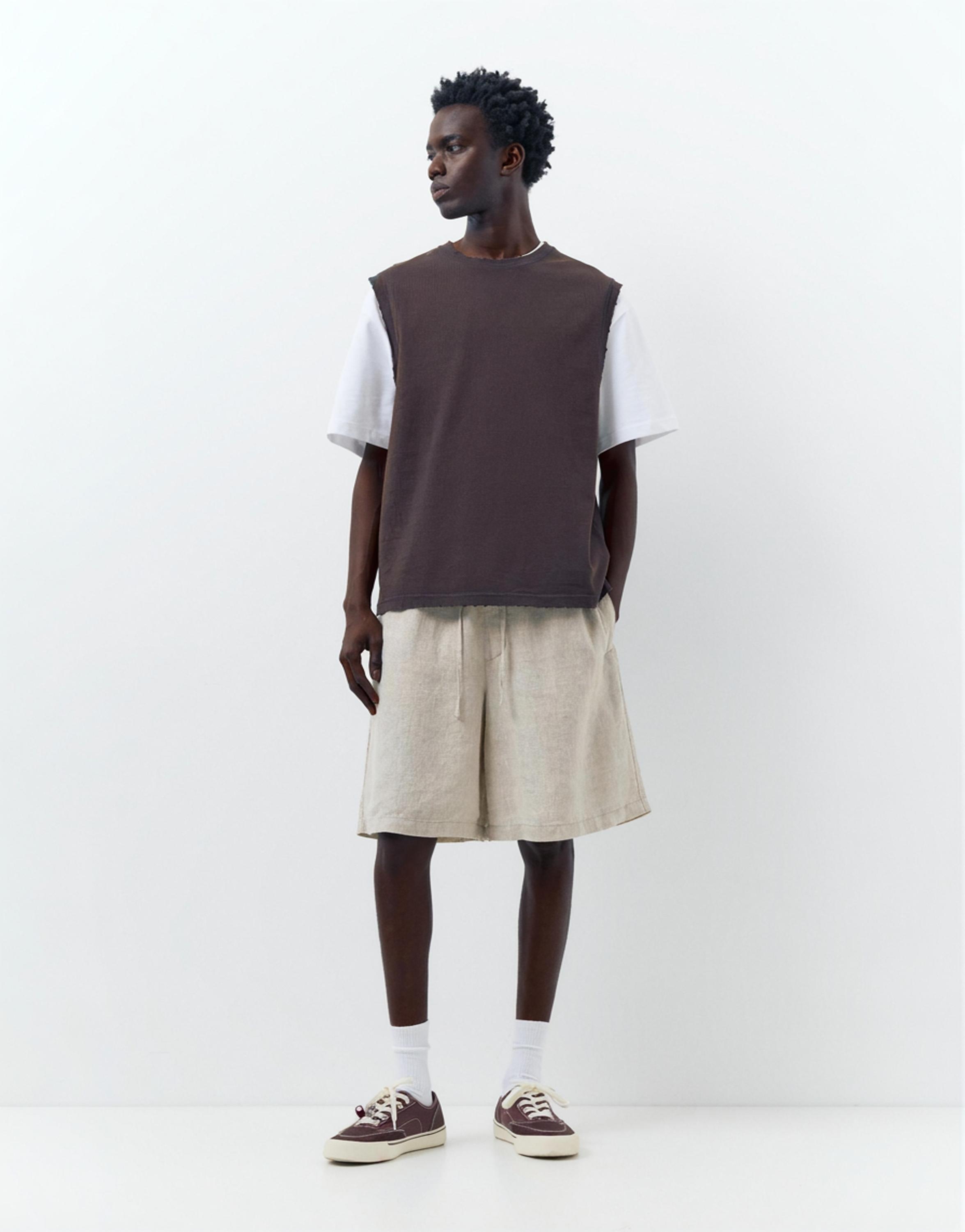 100% linen Bermuda sweat shorts — Beige