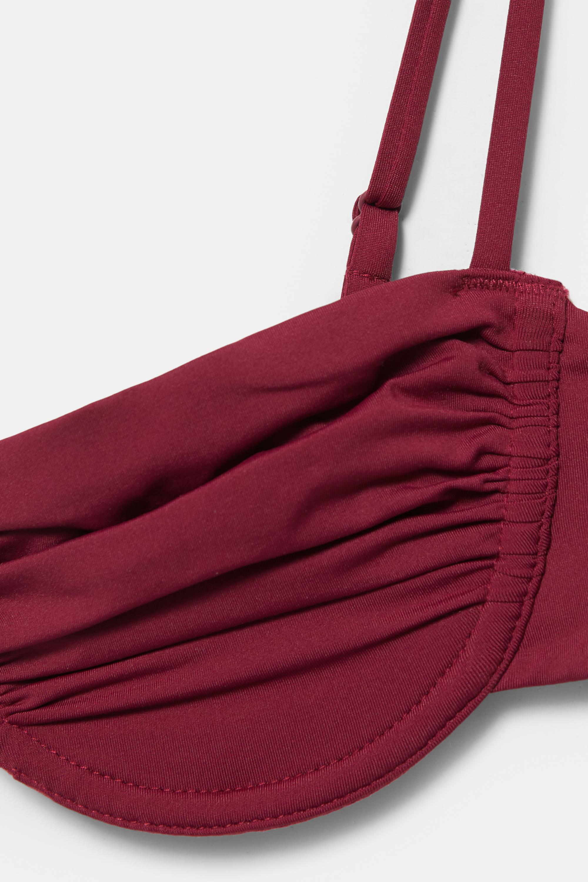 Drape detaylı balkonet bikini üstü - Görsel 9