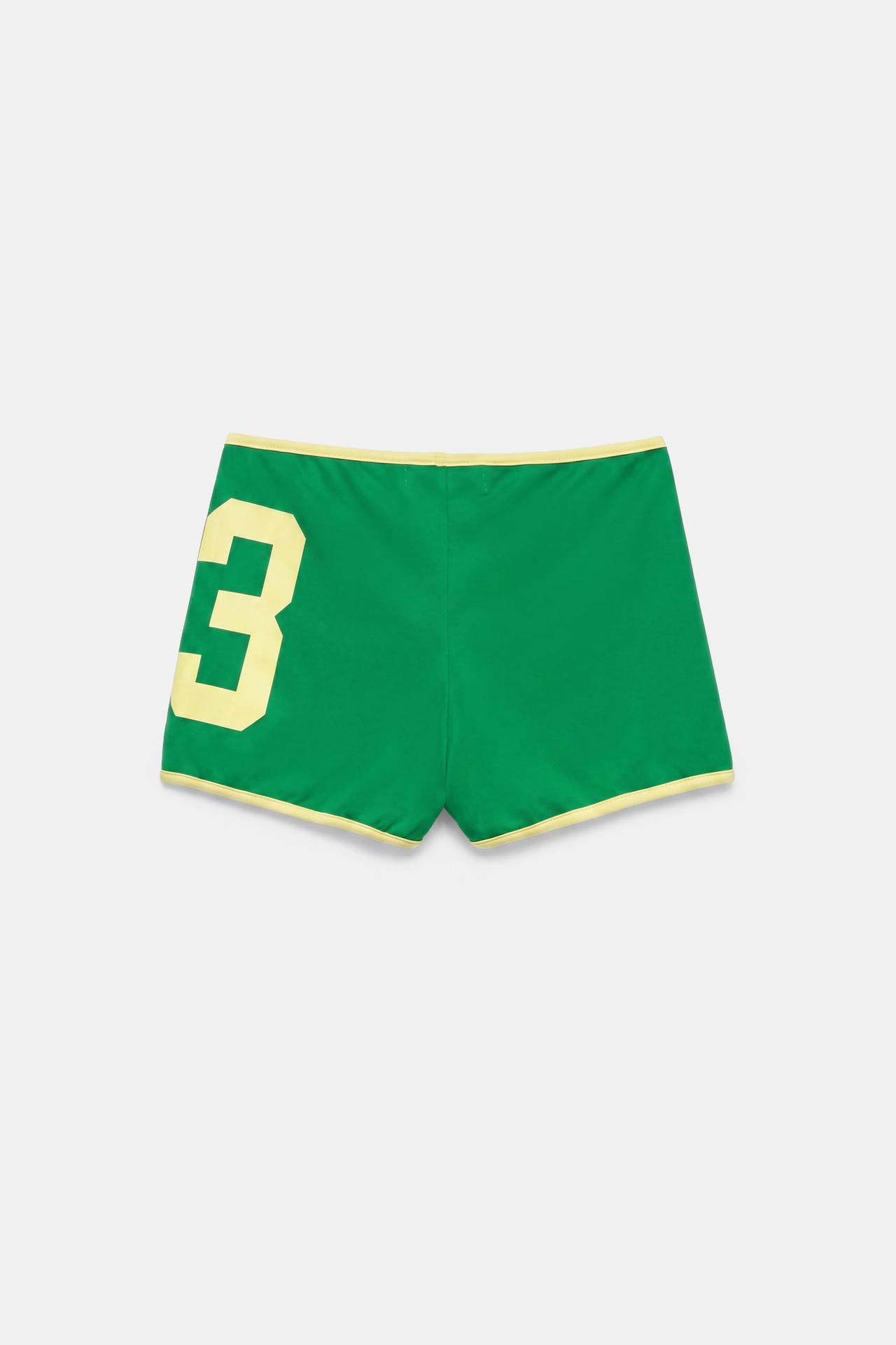 Brazil graphic ribbed mini shorts — Green