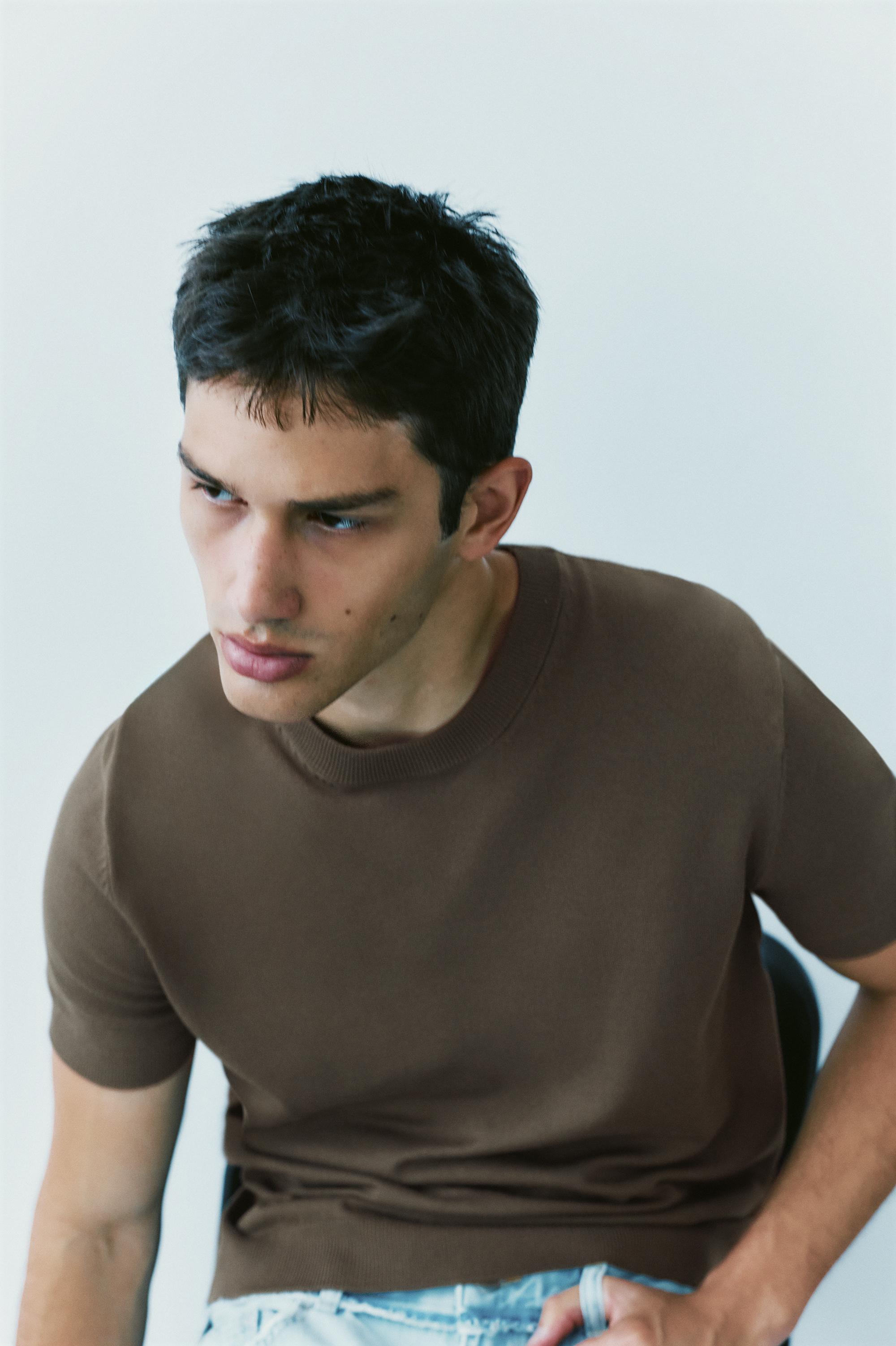 Short sleeve jumper — Mole brown