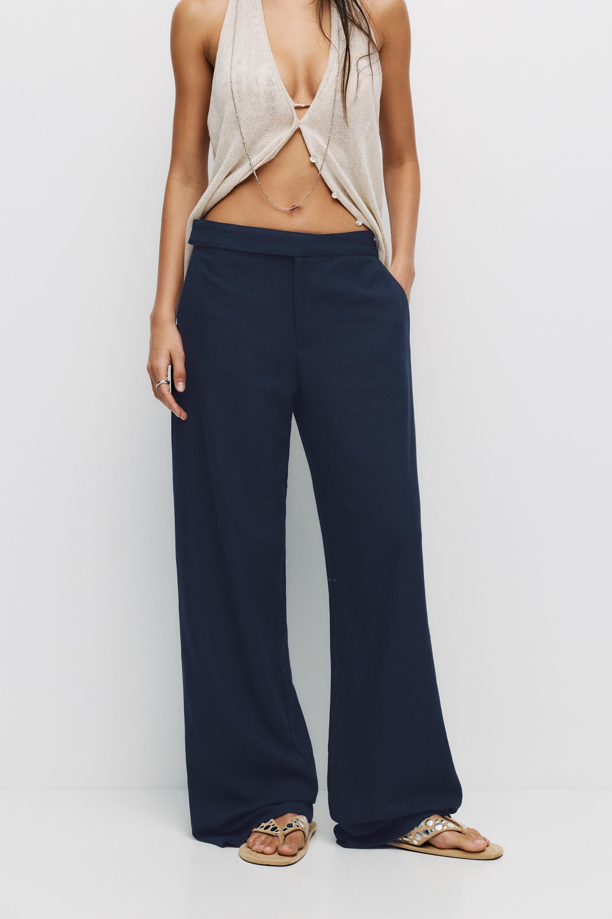 Gerade Geschnittene Hose Mit Leinen